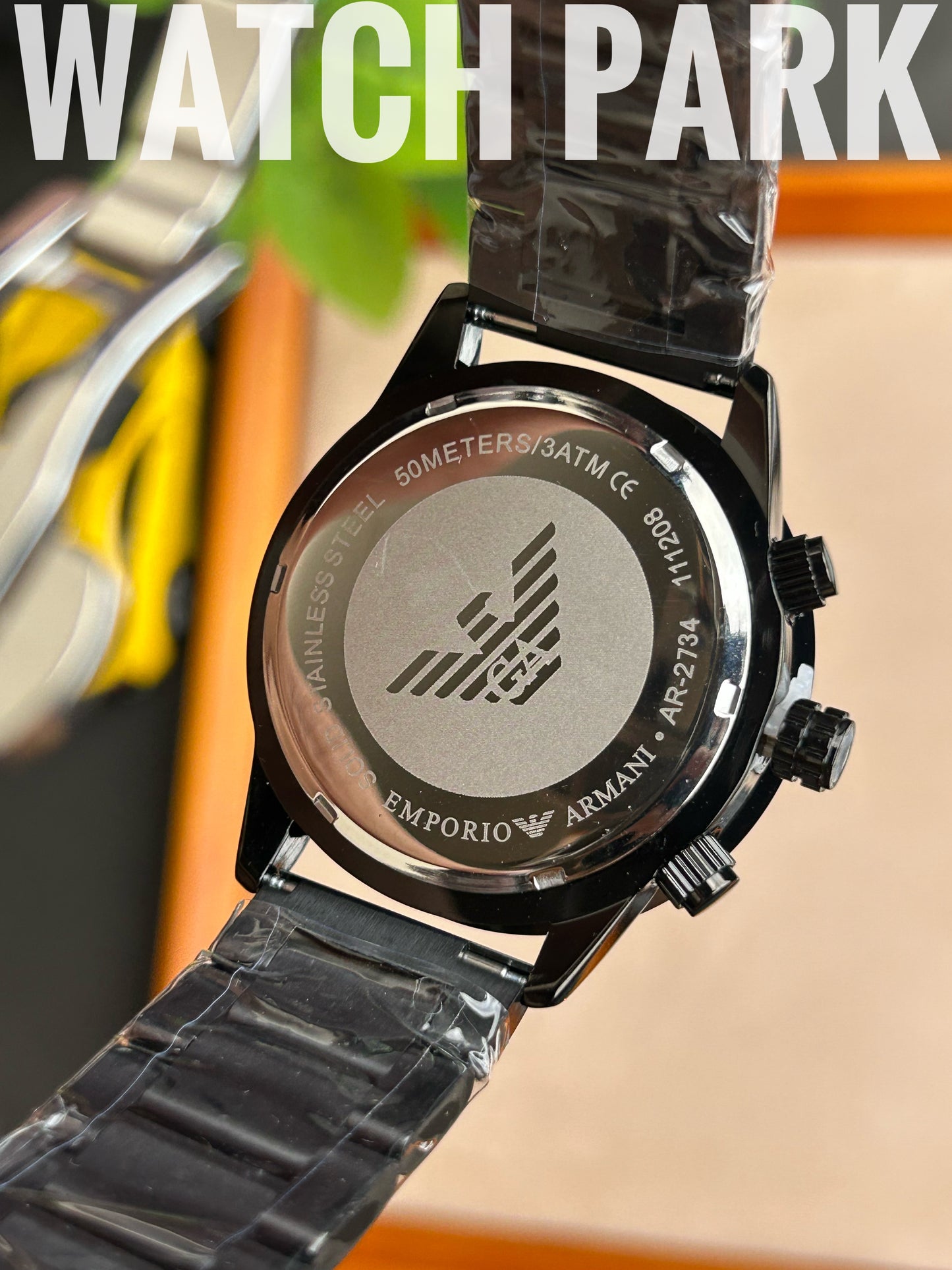 Emporio Armani - Silver dial - Black chain - Chronograph