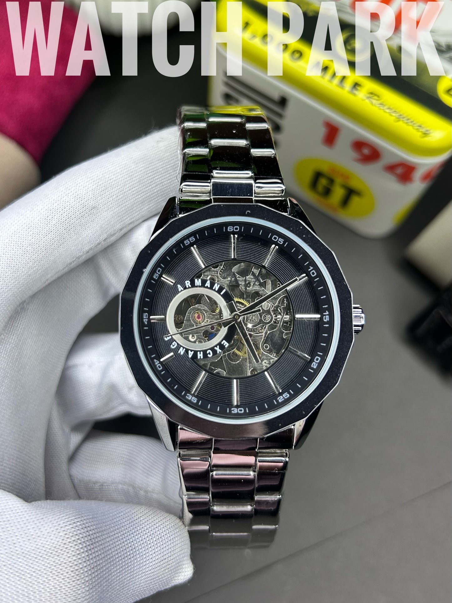 A/X - Automatic Skeleton - Black edition - Silver chain