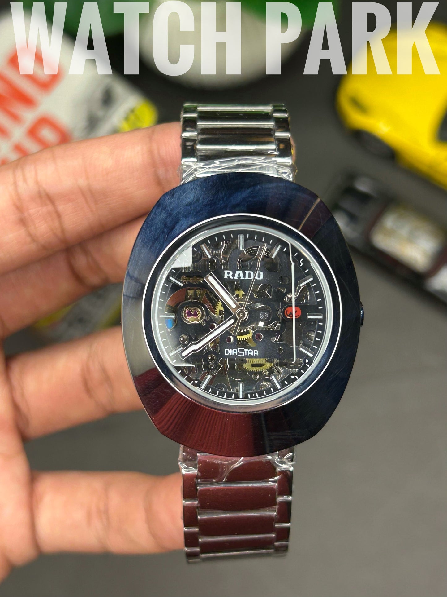 Executive watch - Rado - DiaStar Original Skeleton - Black dial - Silver chain