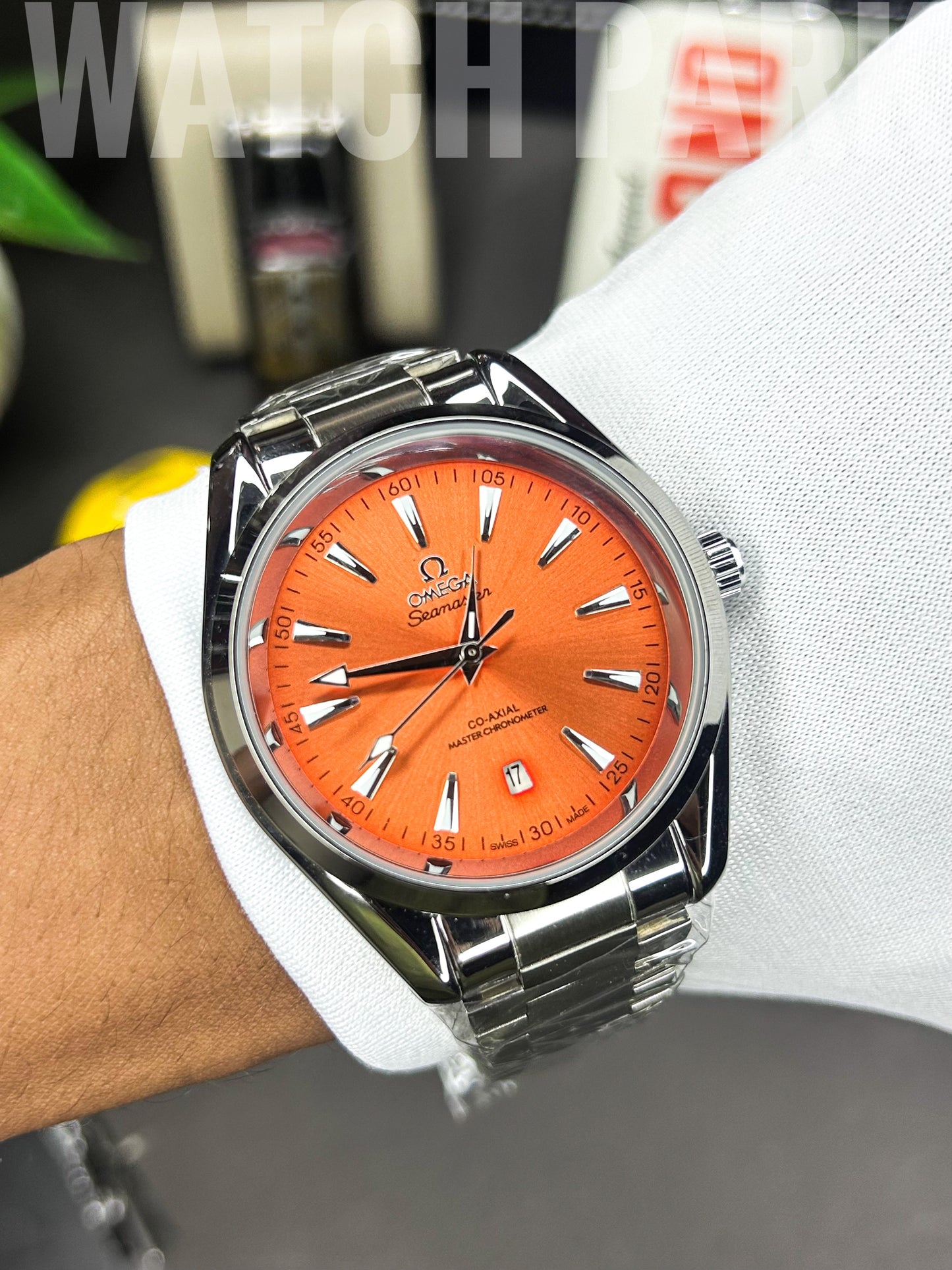 Rich watch - Omega - Seamaster - Aqua Terra Orange edition - Silver chain