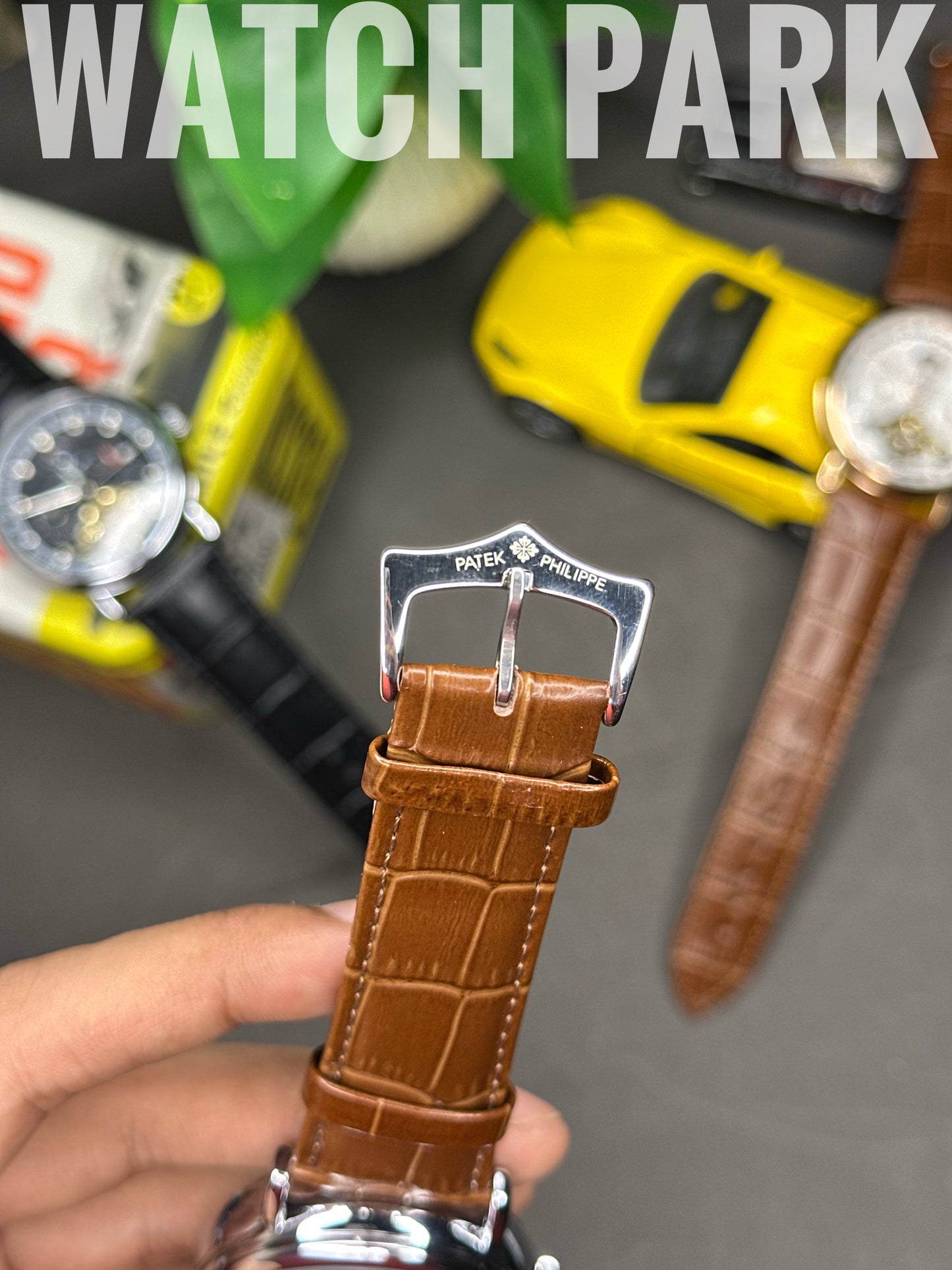 Rich Watch - Patek Philippe - Moonphase - White dial & Silver - Brown belt