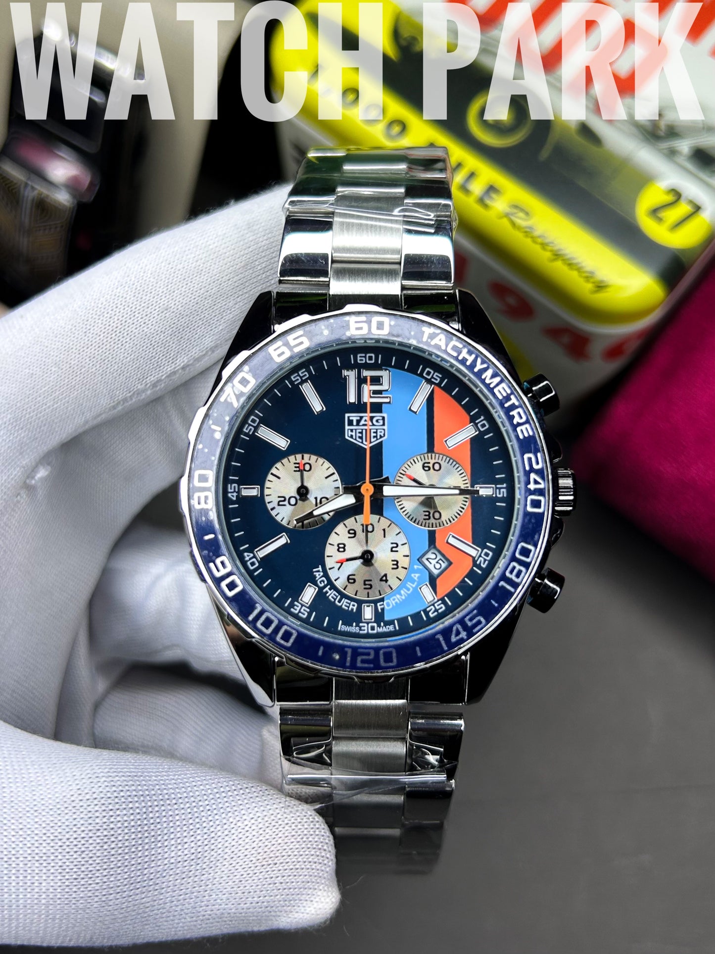 Tag Heuer - Chronograph - Formula 1 -  Gulf special edition - Silver chain