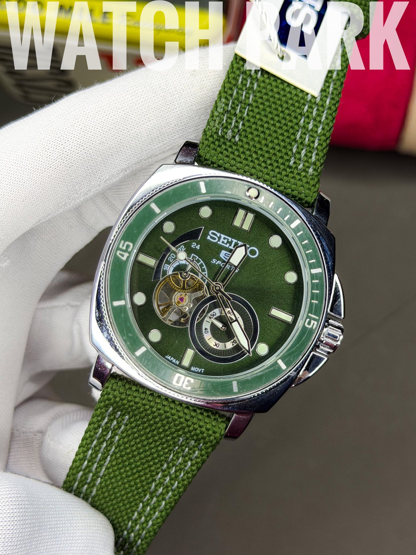 Rich Watch - Seiko 5 Sports - Automatic - Olive Open Heart