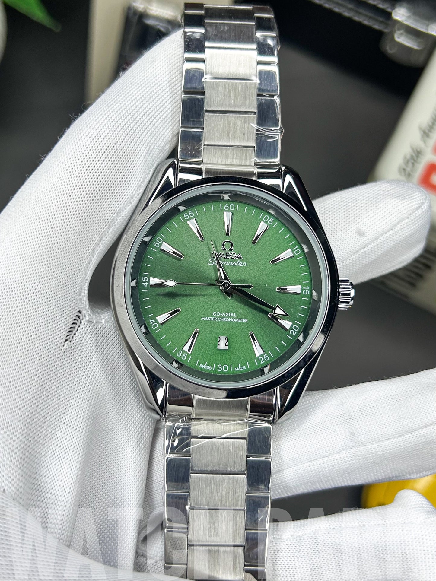 Rich watch - Omega - Seamaster - Aqua Terra Green edition - Silver chain