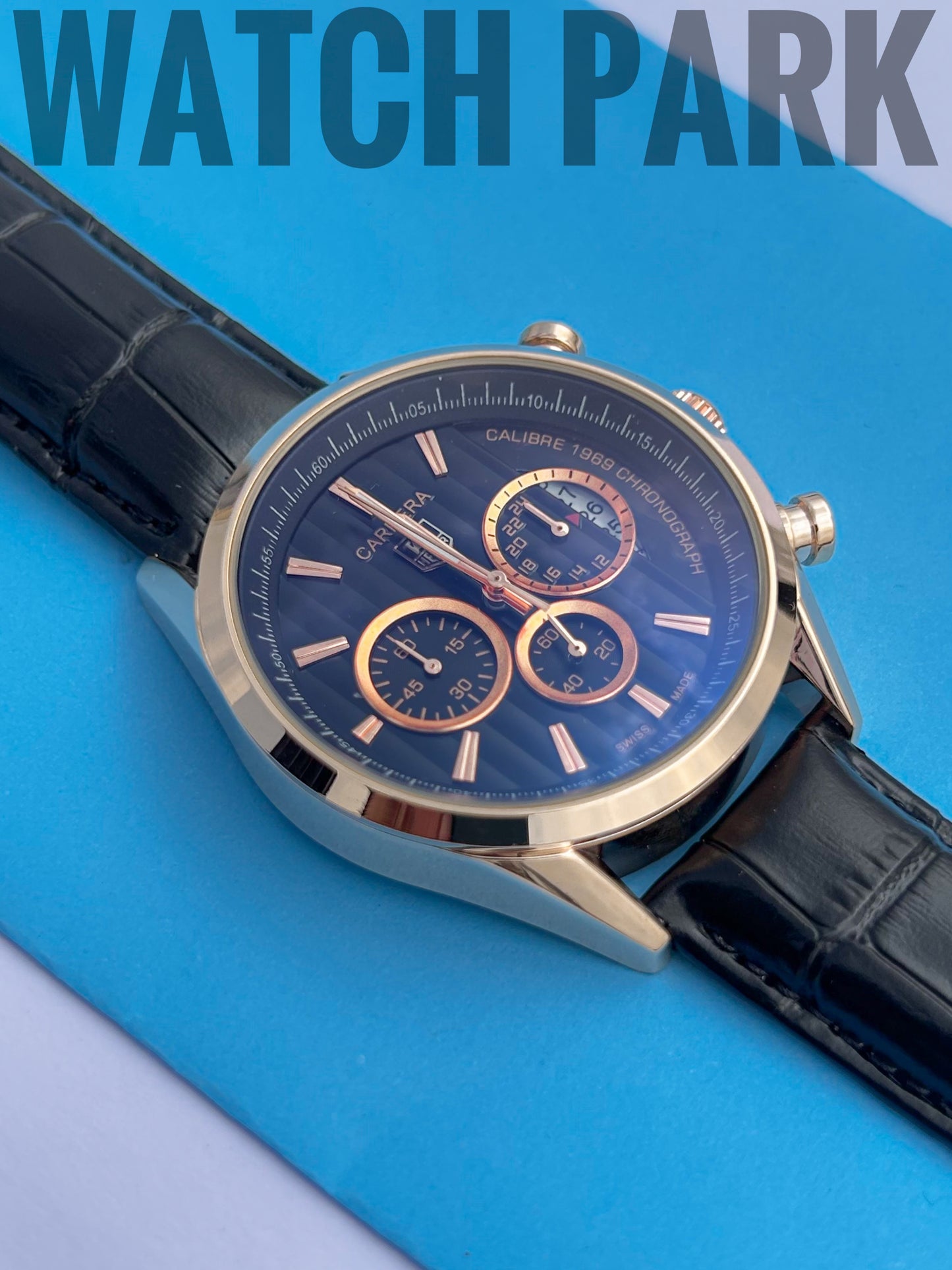 Executive Watch - Tag Heuer - Black dial edition - Rose gold body - Black belt - Chronograph