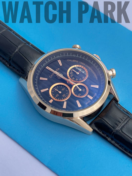 Executive Watch - Tag Heuer - Black dial edition - Rose gold body - Black belt - Chronograph