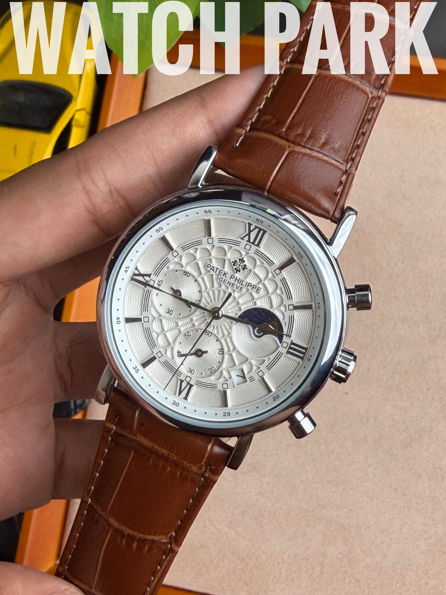 Patek Philippe - Moon phase - White edition - Brown belt