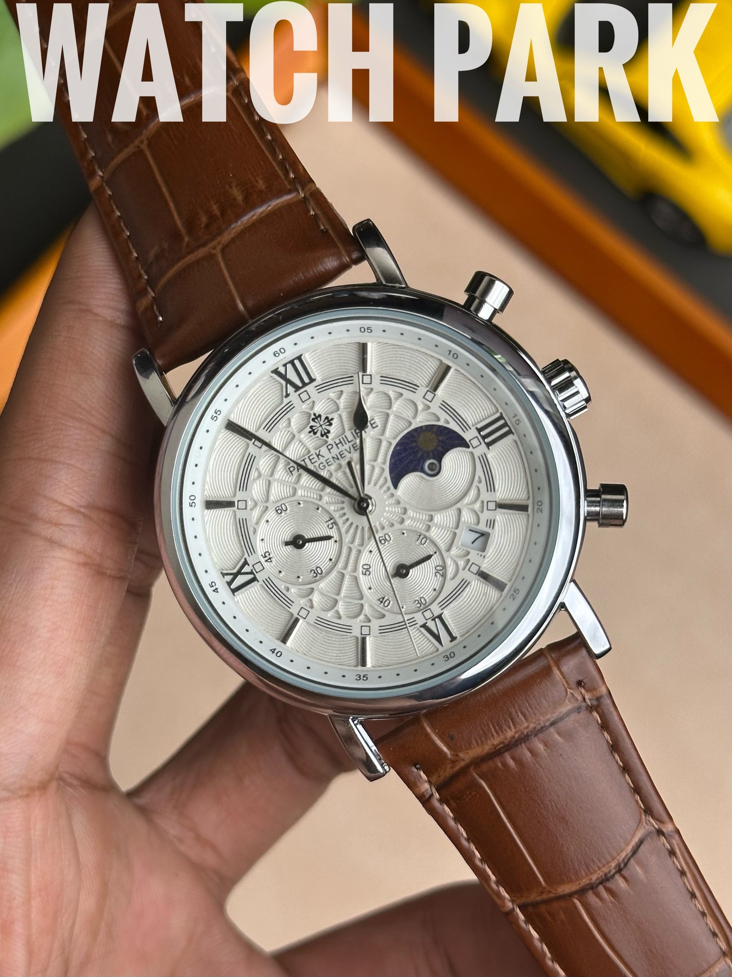 Patek Philippe - Moon phase - White edition - Brown belt