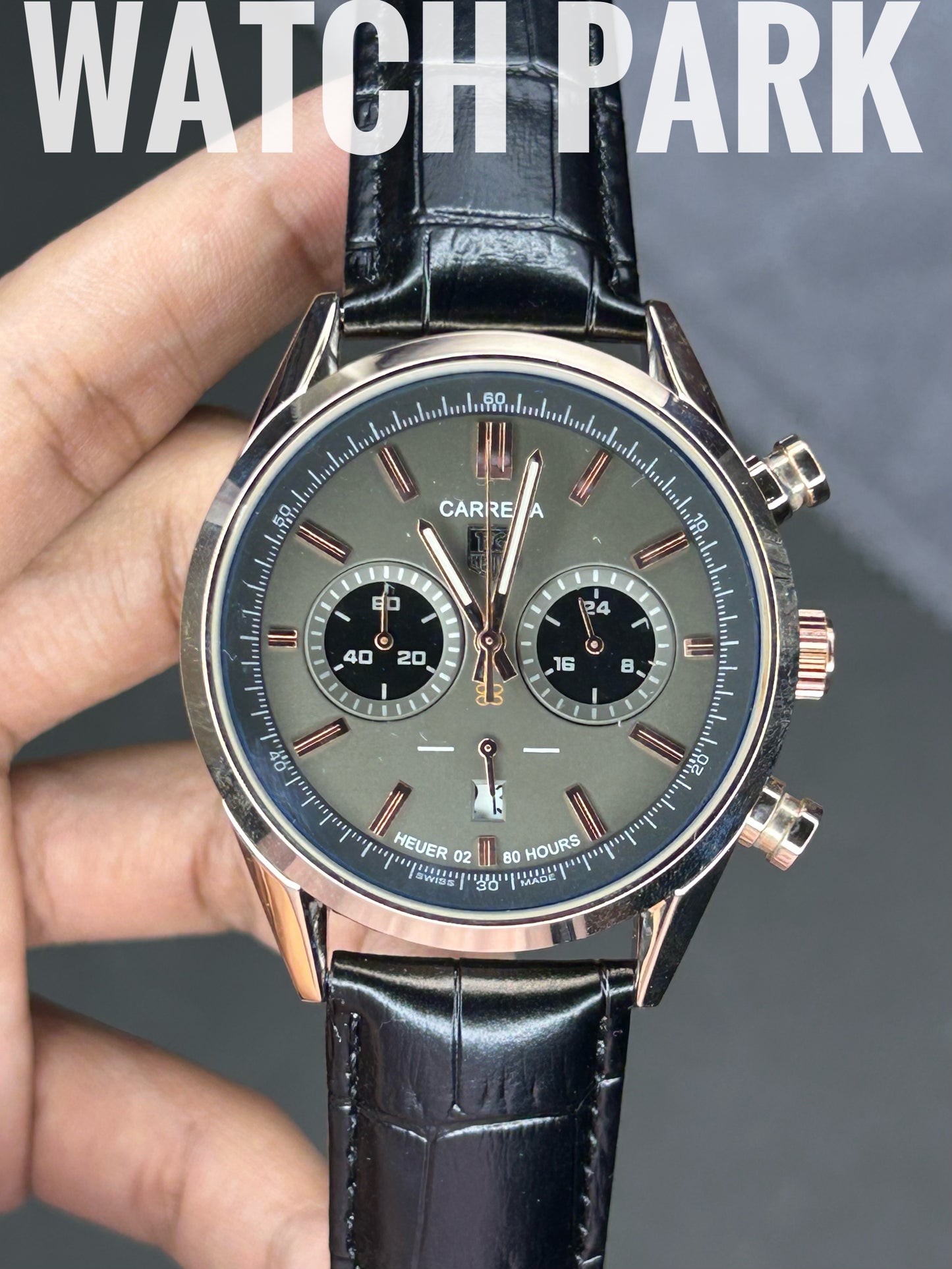 TAG Heuer Carrera - Sunray Grey with Rose Gold - Black belt