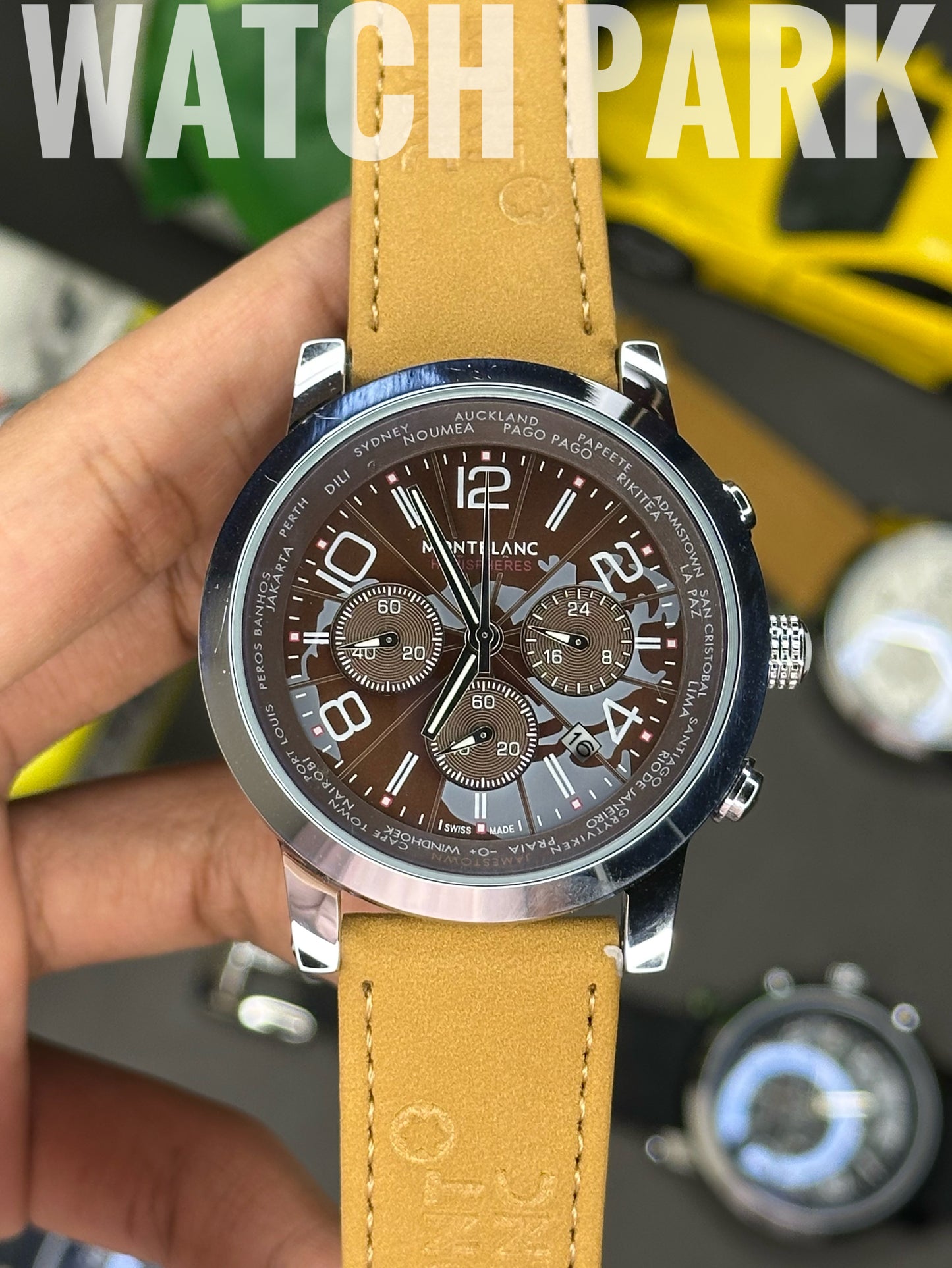 Mont Blanc - Star World-Time Hemispheres - Brown dial - Mustard belt - Chronograph