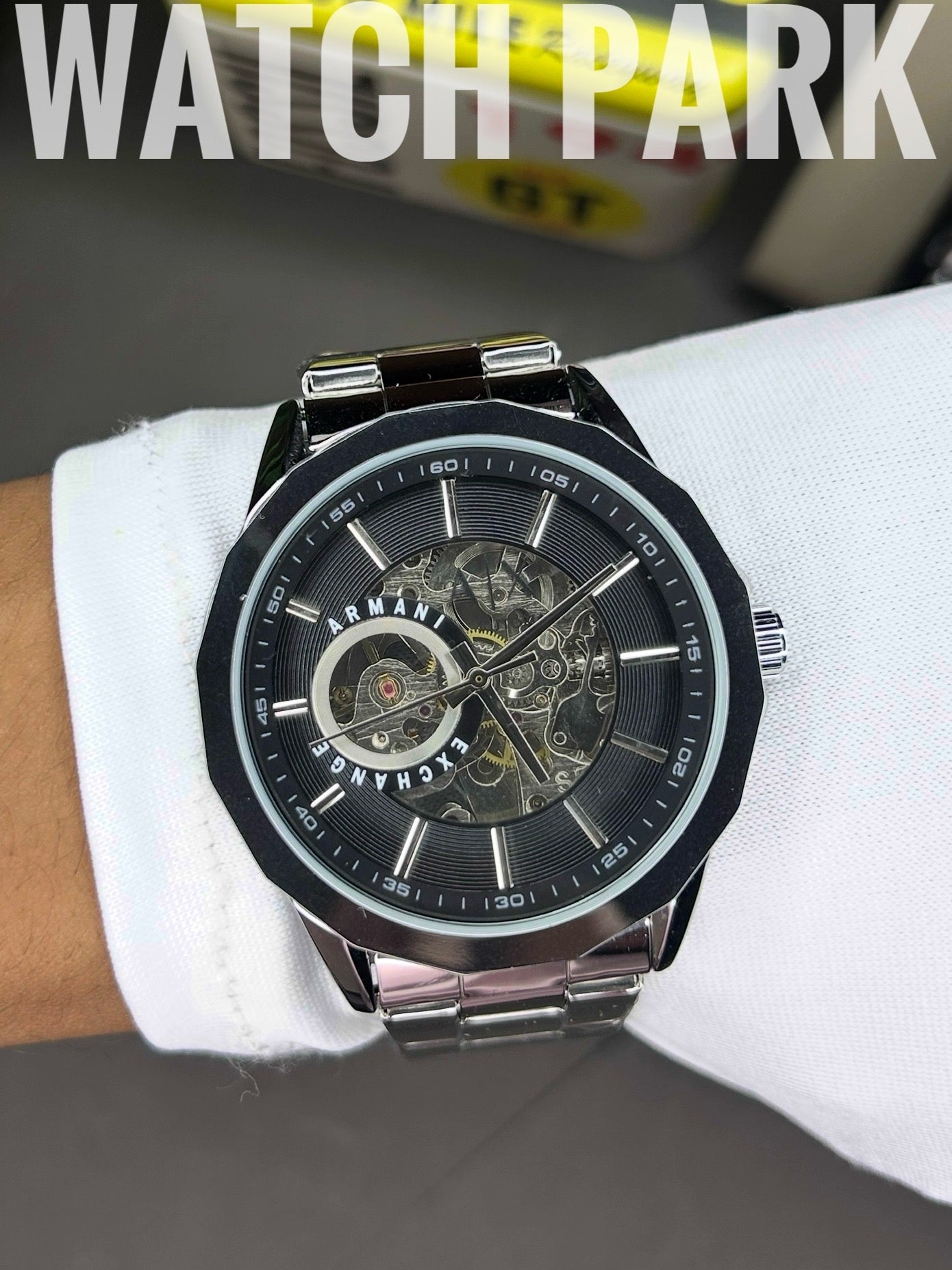 A/X - Automatic Skeleton - Black edition - Silver chain