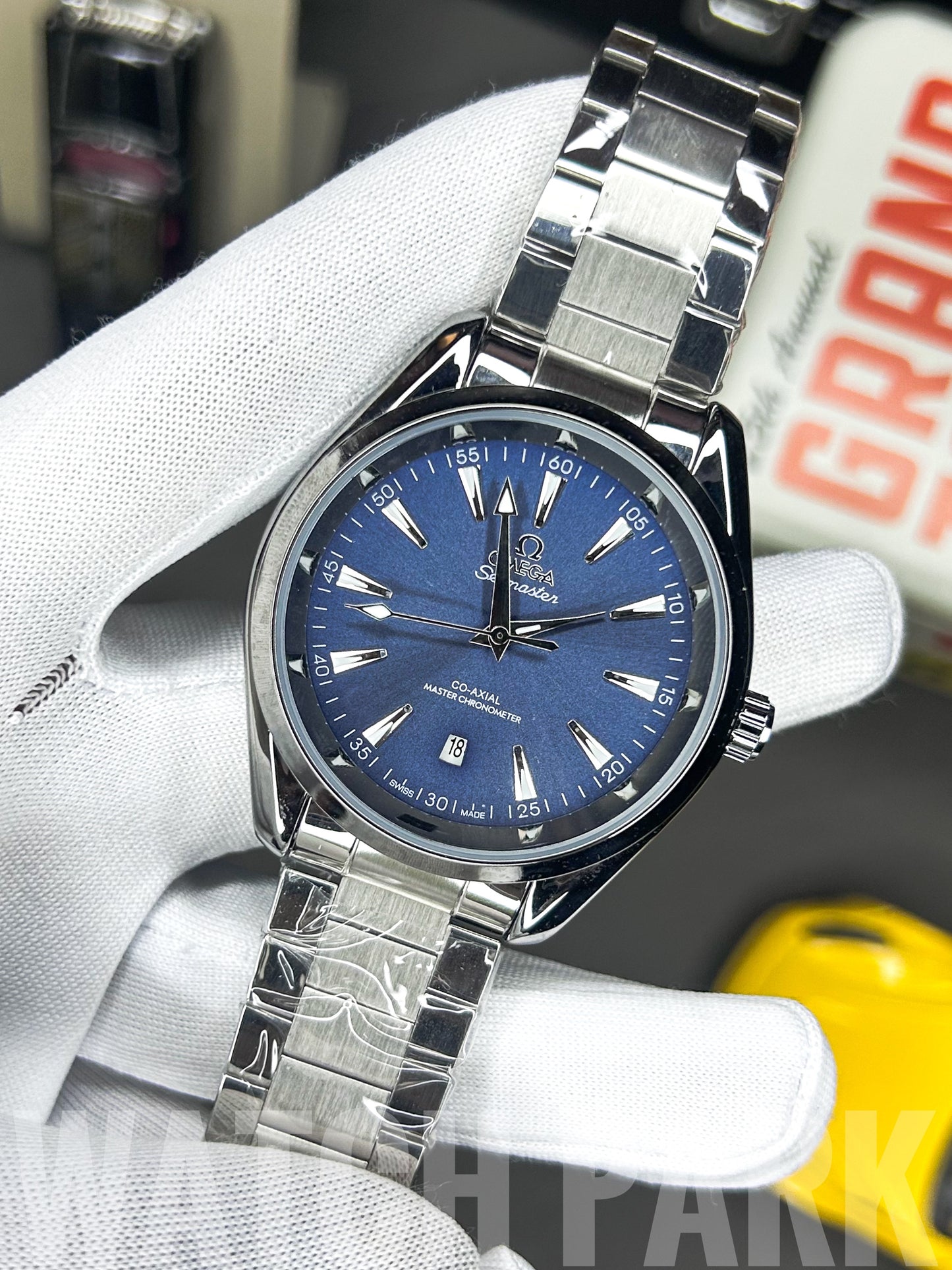 Rich watch - Omega - Seamaster - Aqua Terra Blue edition - Silver chain