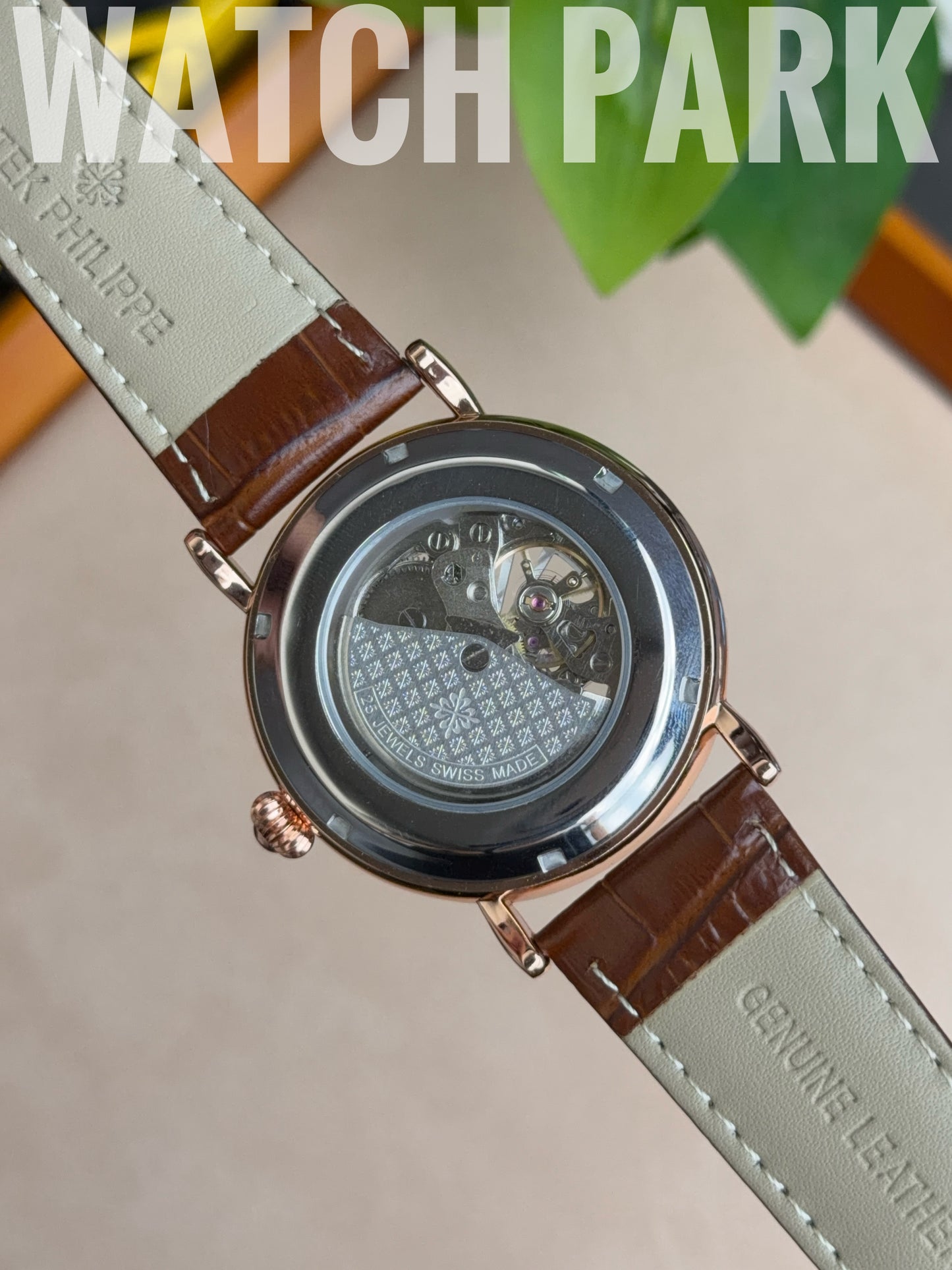 Patek - Skeleton - White edition & Rose Gold - Brown belt - Automatic