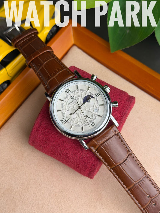 Patek Philippe - Moon phase - White edition - Brown belt