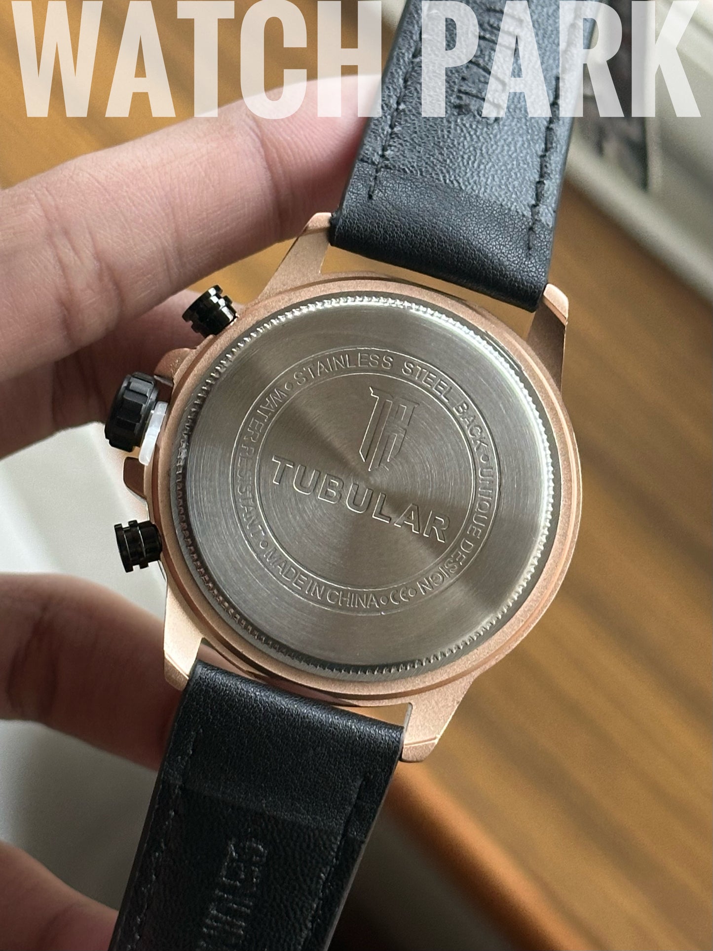 Tubular Chronograph Sports - Black with Rose Gold dial - Black belt