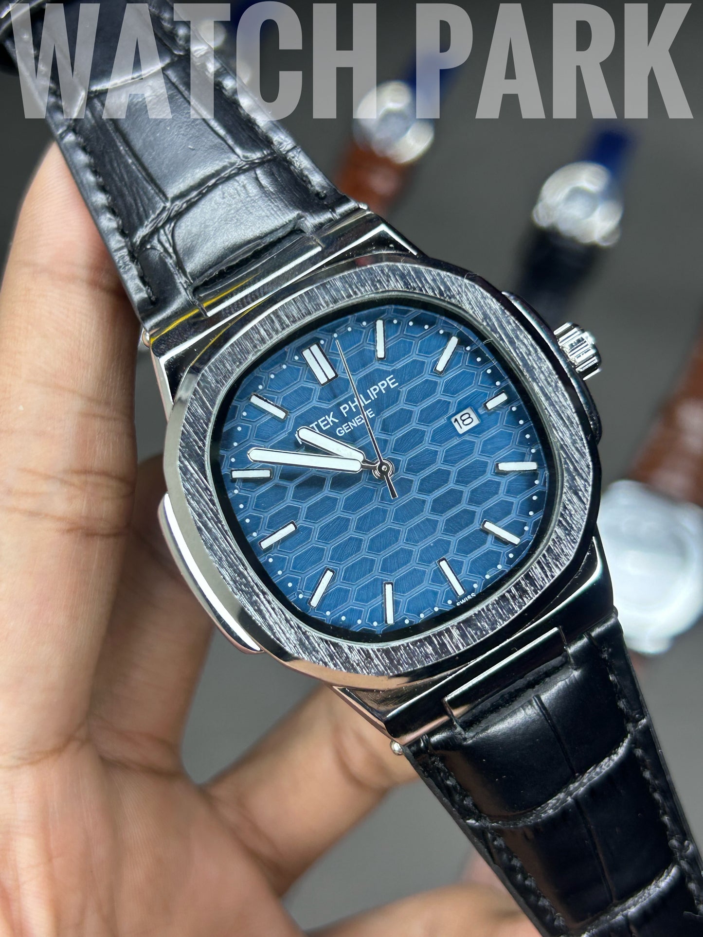 Patek Philippe Aquanaut - Blue Honeycomb dial - Black belt