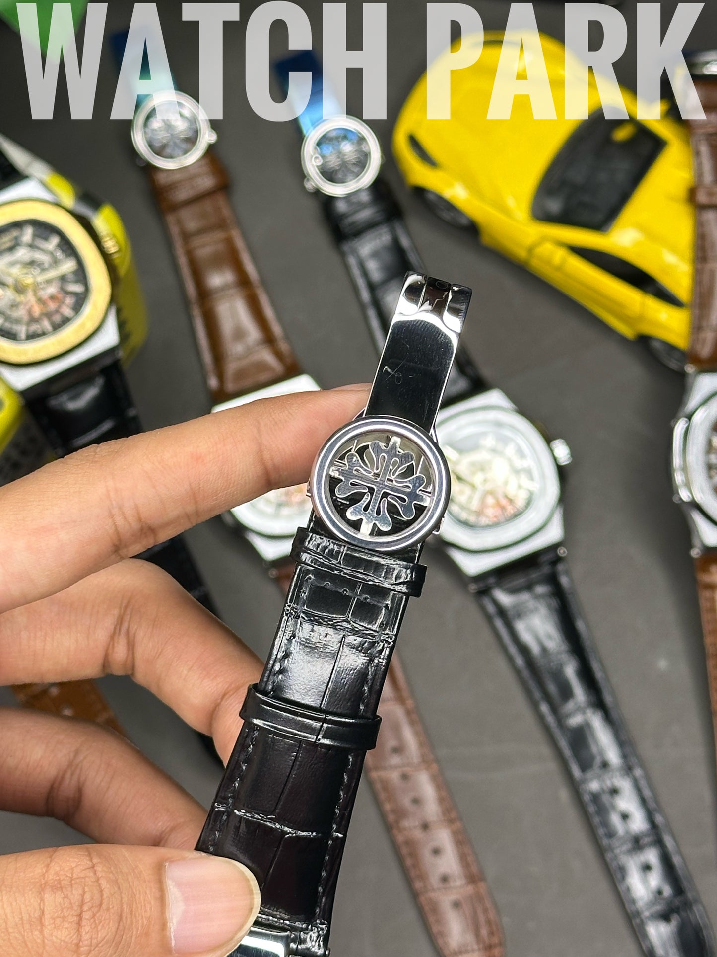 Patek Philippe Nautilus Skeleton - Black with Gold edition - Black belt - Automatic