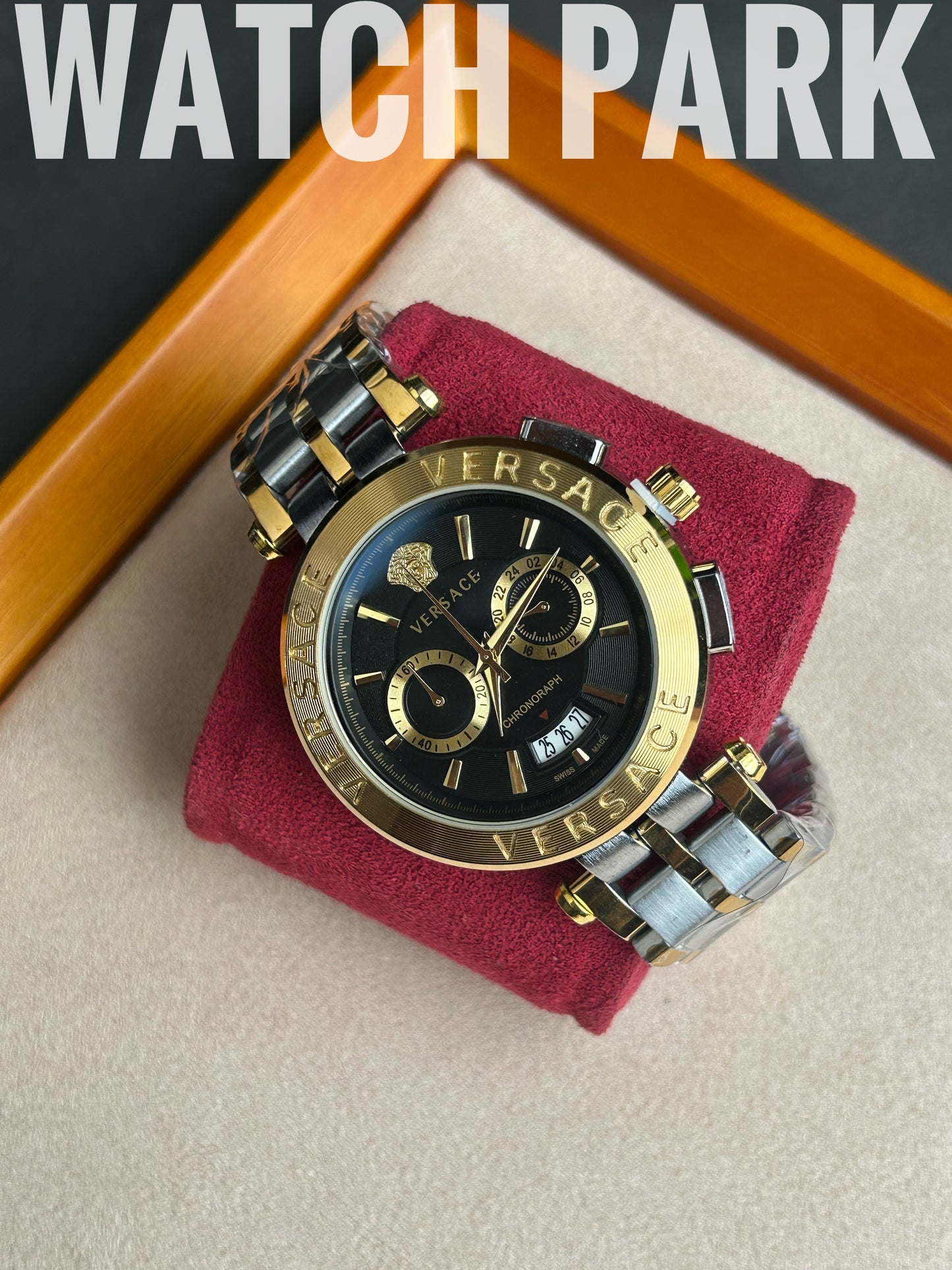 Versace V-Race - Black with Gold edition - Two tone chain - Chronograph