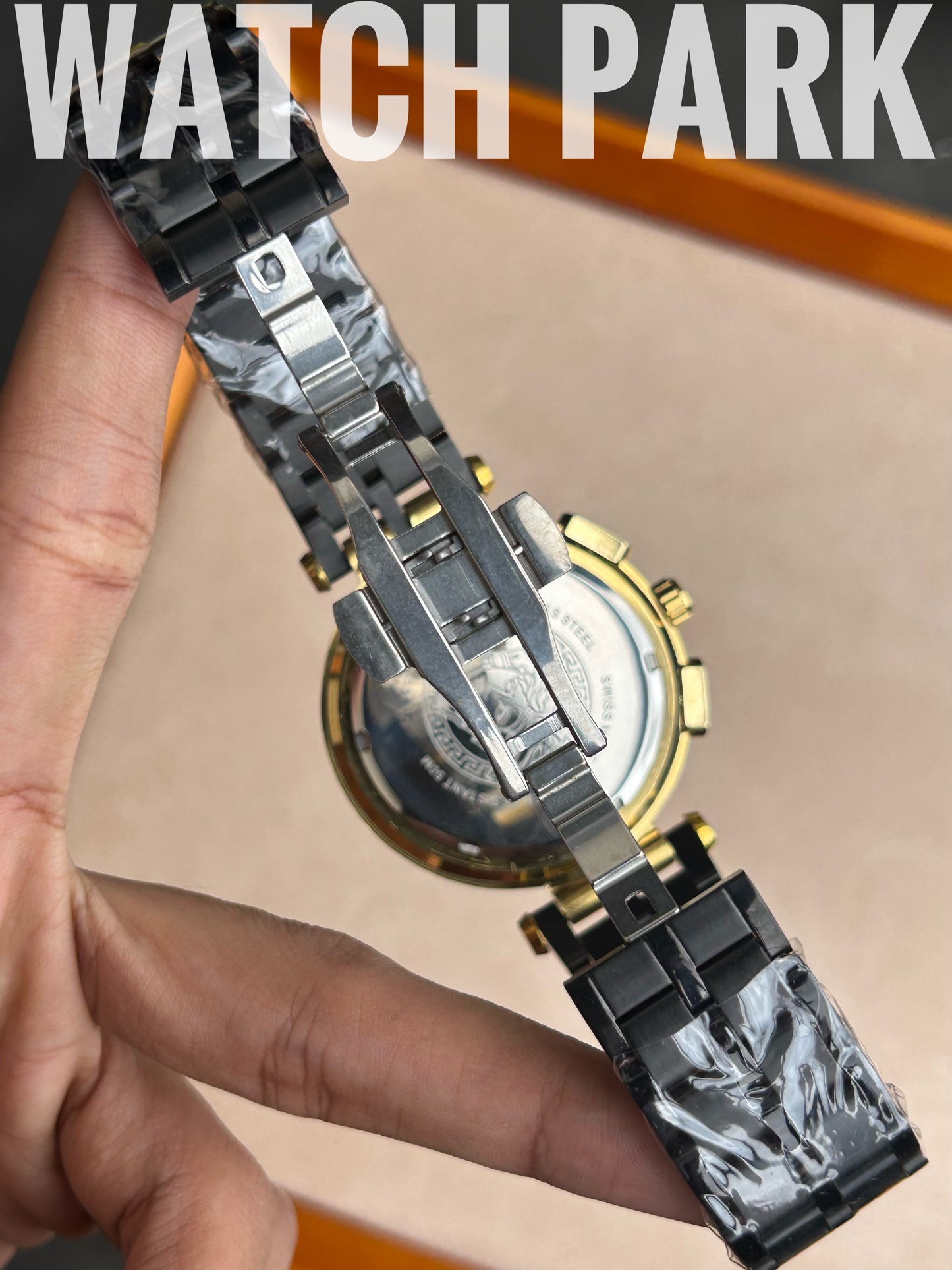 Versace V-Race - Black with Gold edition - Black chain - Chronograph