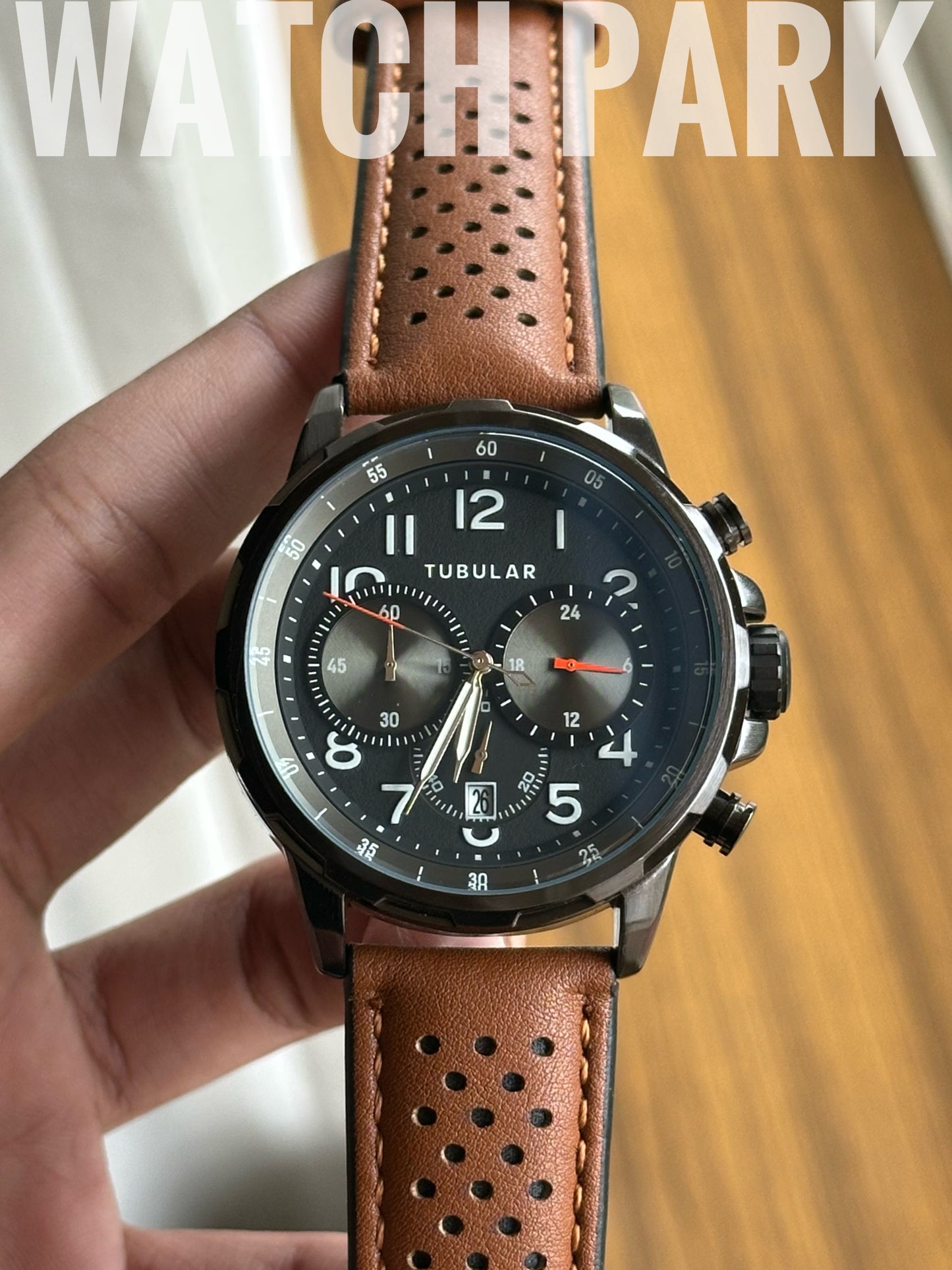 Tubular Chronograph Sports - Black dial - Brown belt