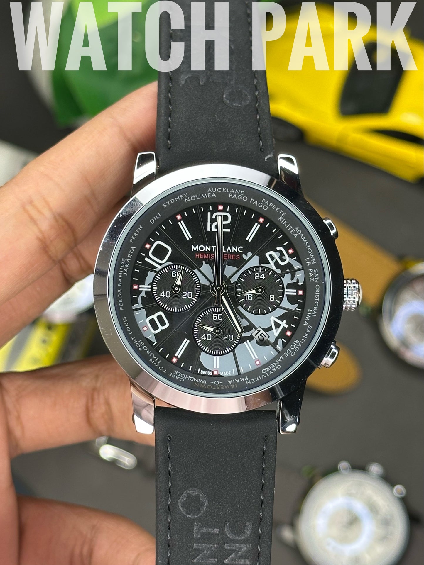 Mont Blanc - Star World-Time Hemispheres - Black dial - Black belt - Chronograph
