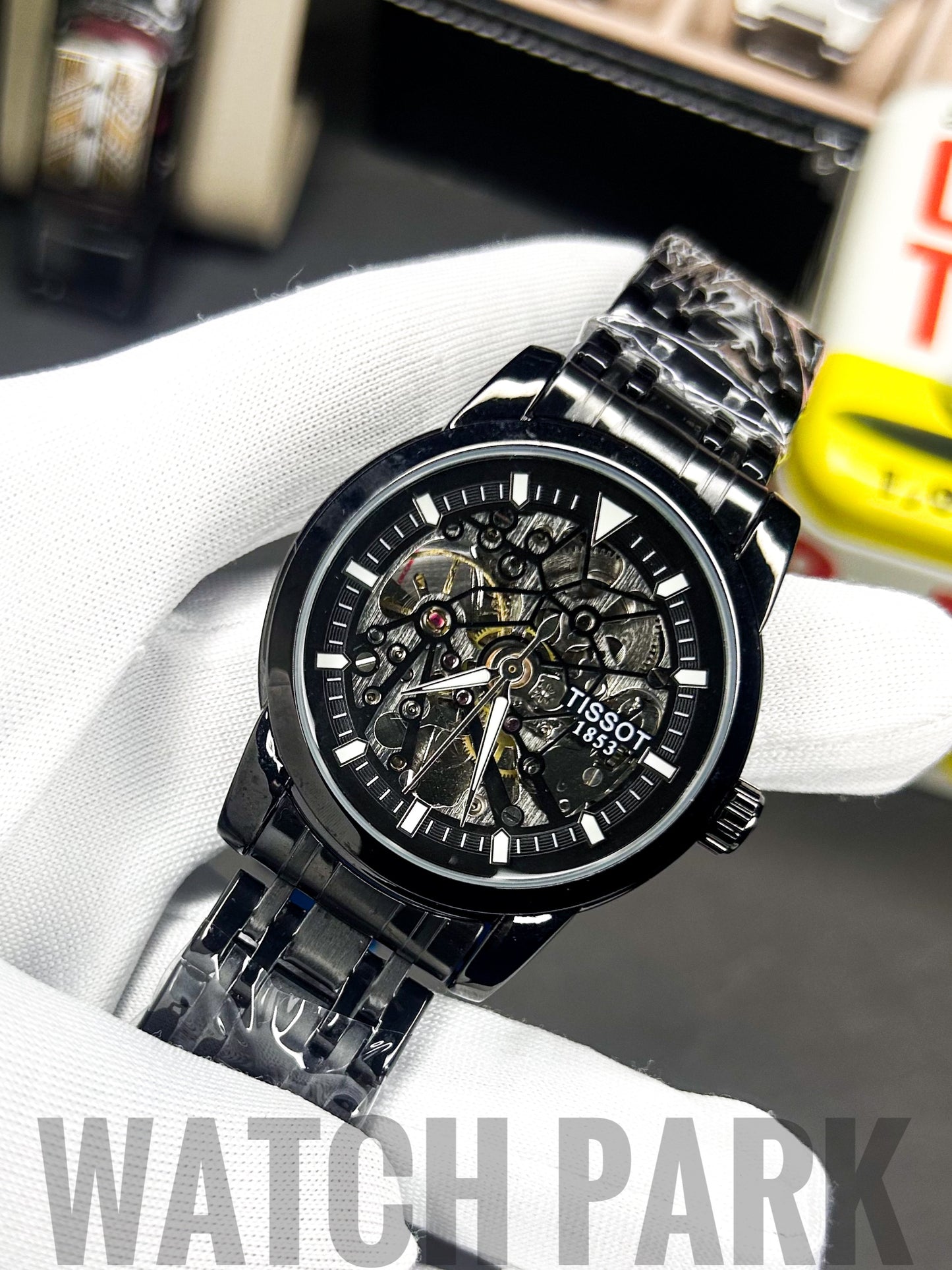 Rich watch - Tissot - Automatic - Black skeleton edition - Black chain