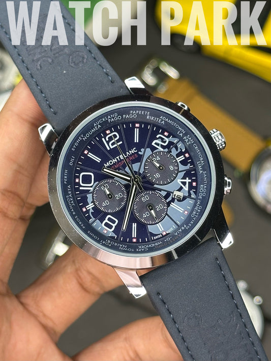Mont Blanc - Star World-Time Hemispheres - Navy Blue dial - Navy Blue belt - Chronograph