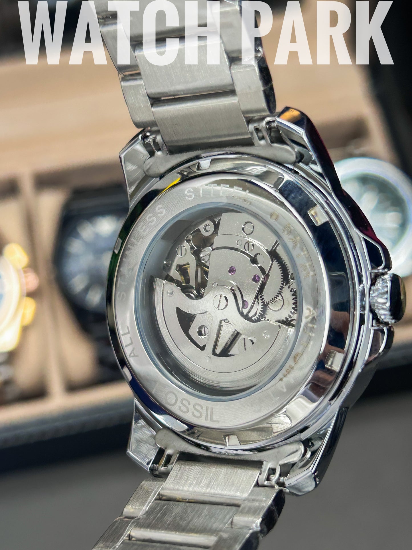 Fossil - Townsman Automatic - Blue Skeleton - Silver chain