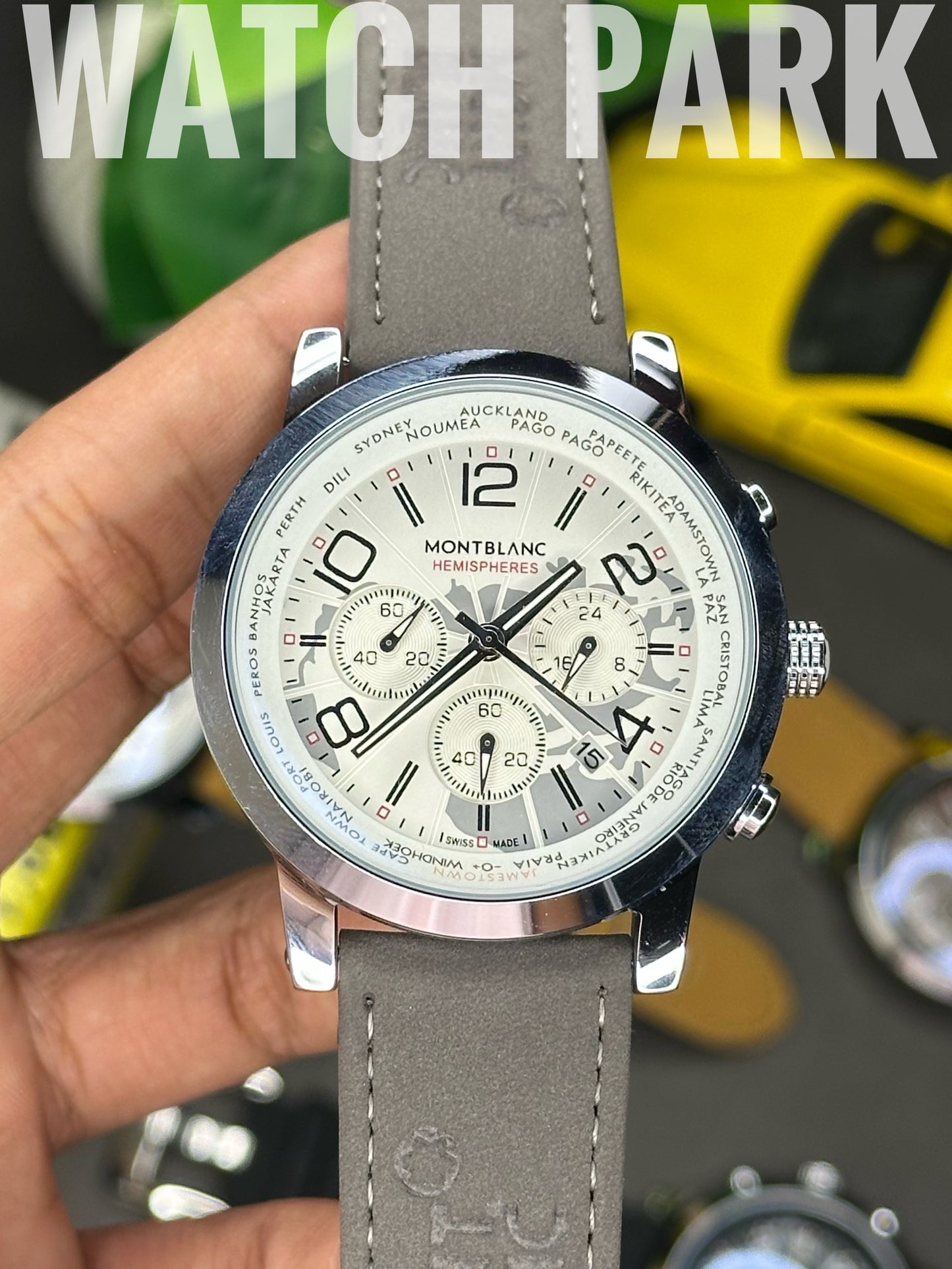 Mont Blanc - Star World-Time Hemispheres - White dial - Grey belt - Chronograph