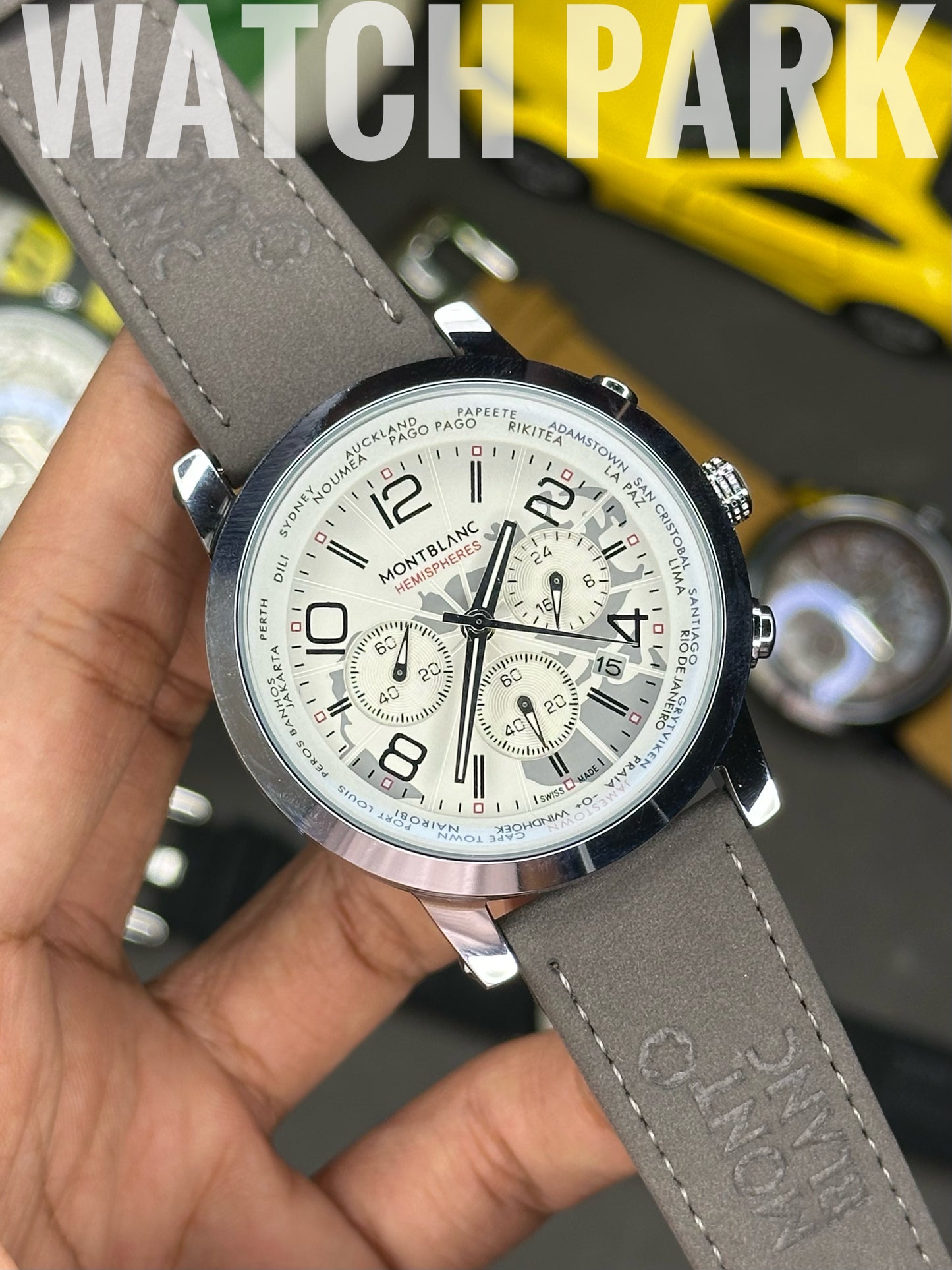 Mont Blanc - Star World-Time Hemispheres - White dial - Grey belt - Chronograph