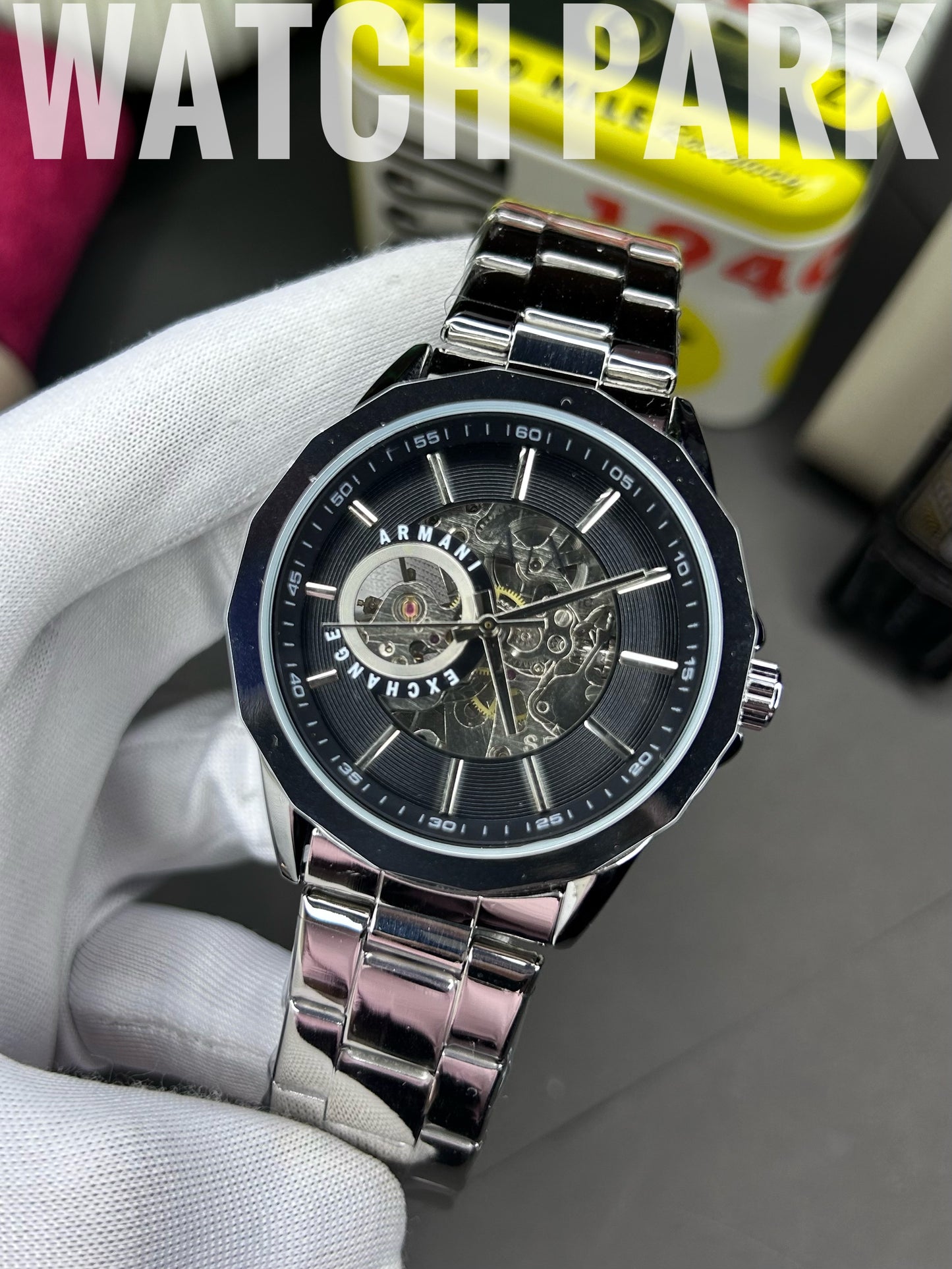 A/X - Automatic Skeleton - Black edition - Silver chain