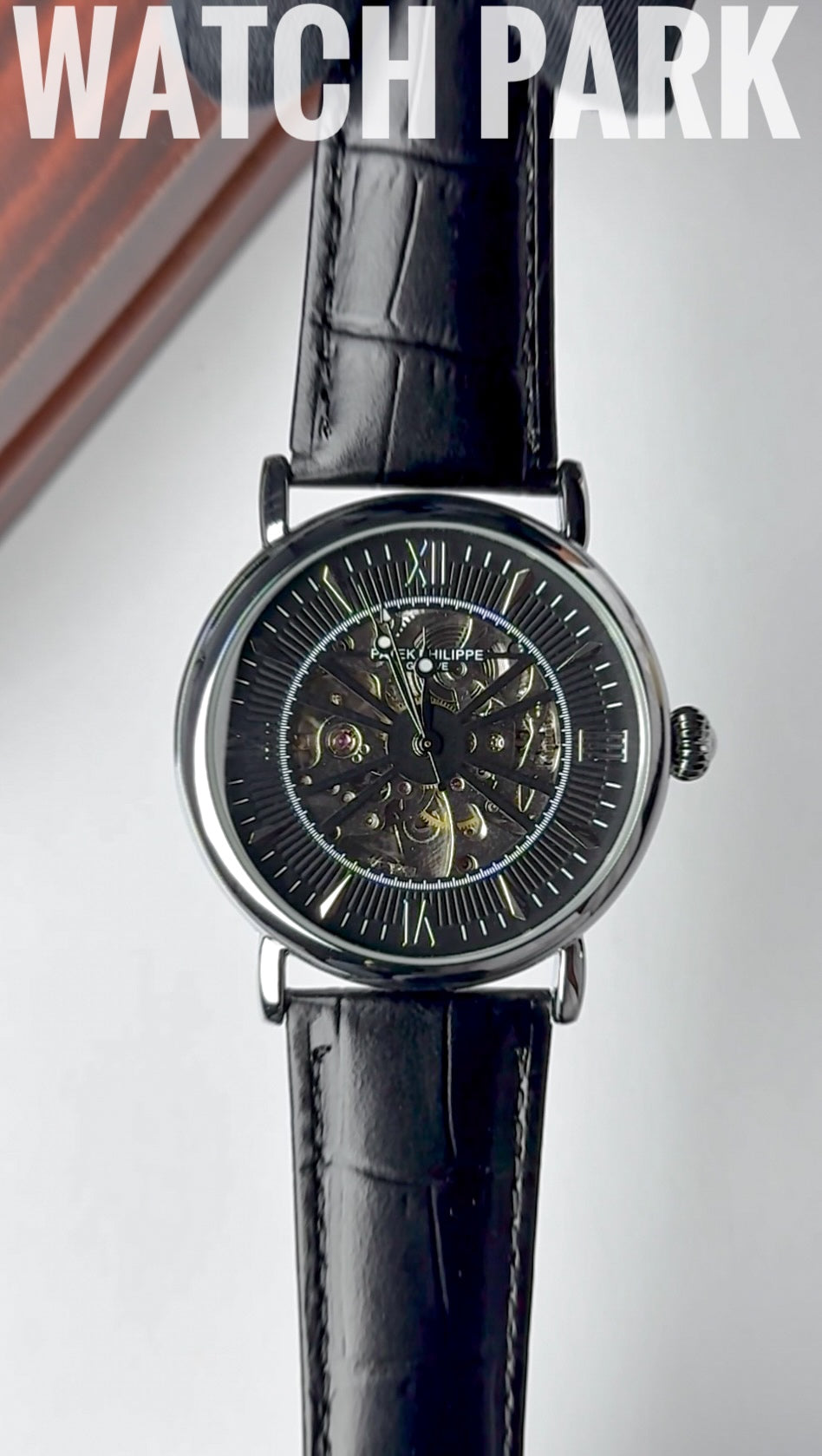 Patek - Skeleton - Black edition & Silver - Black belt - Automatic