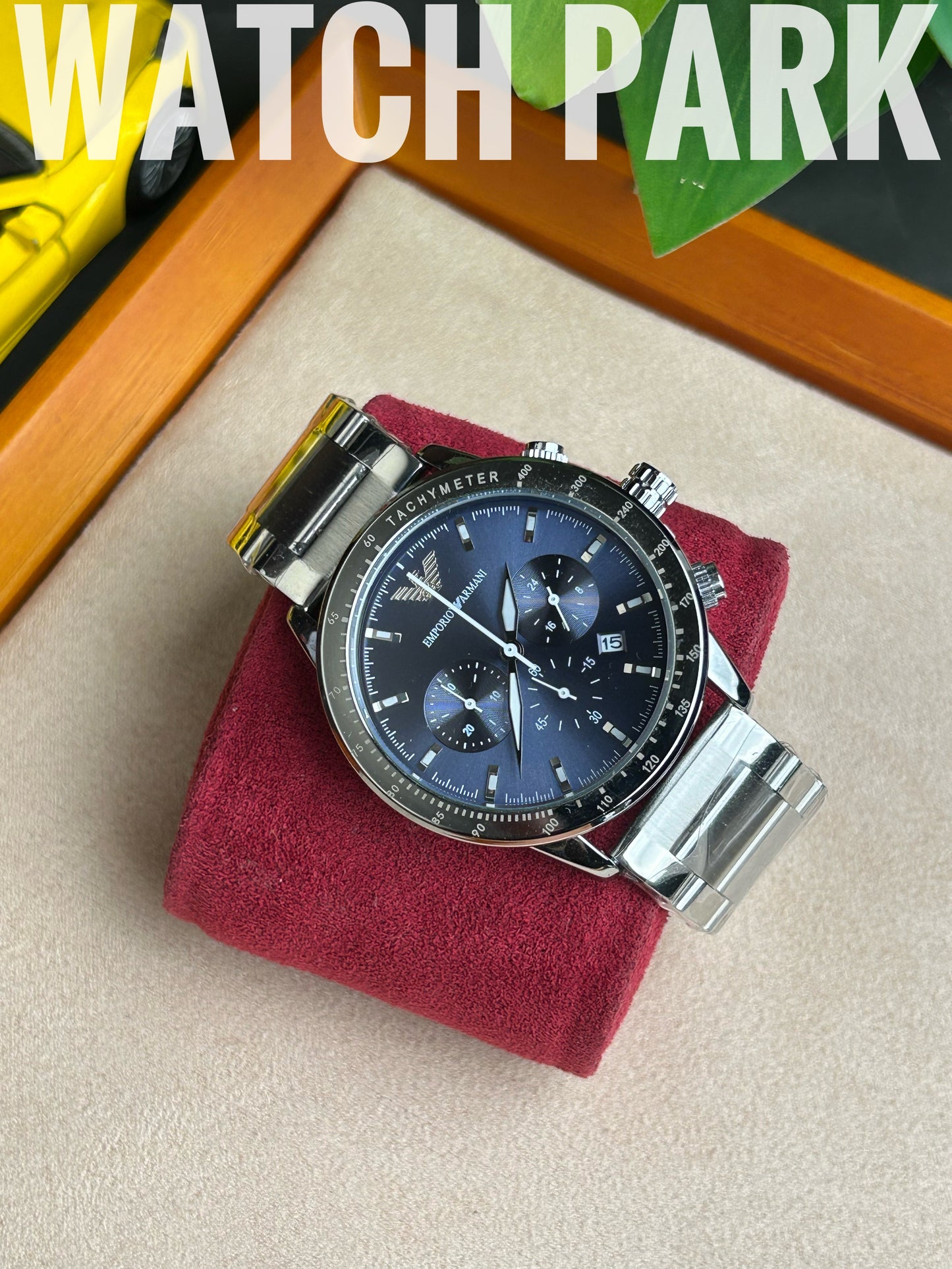Emporio Armani - Navy Blue dial - Silver chain - Chronograph