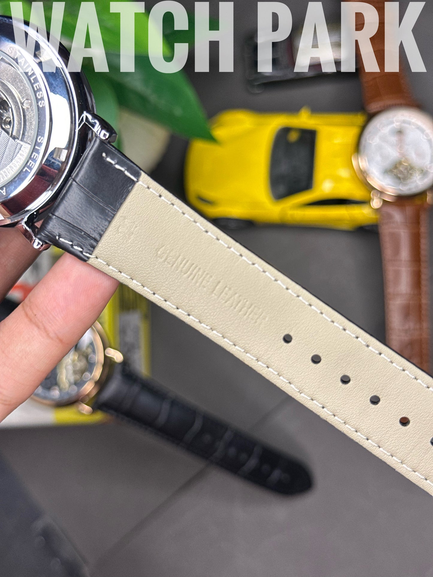 Rich Watch - Patek Philippe - Moonphase - Black dial & Silver - Black belt