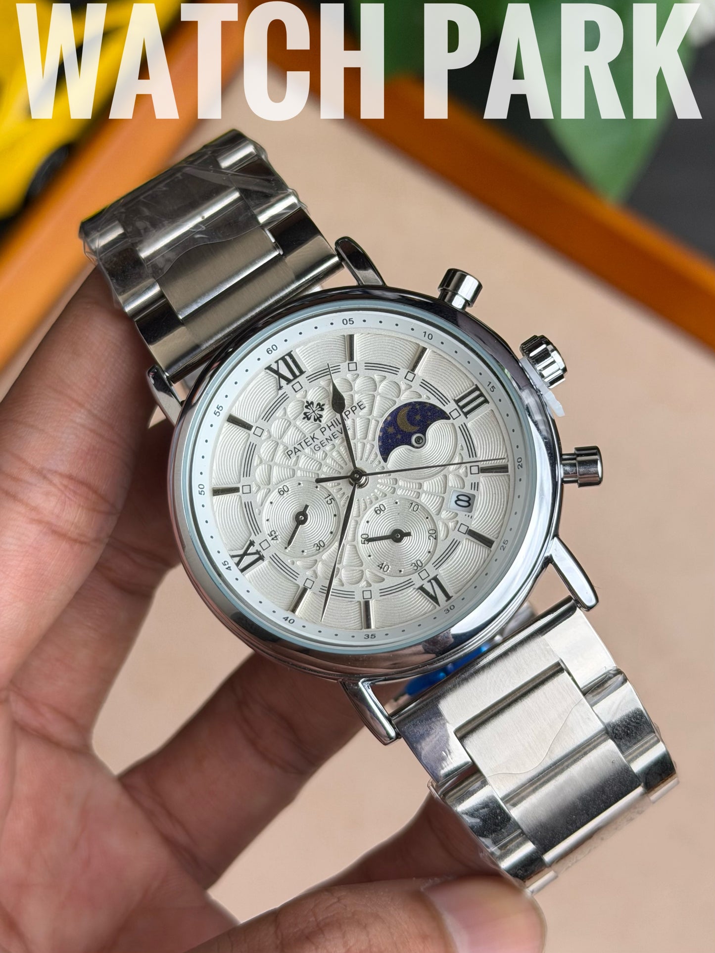 Patek Philippe - Moon phase - White edition - Silver chain
