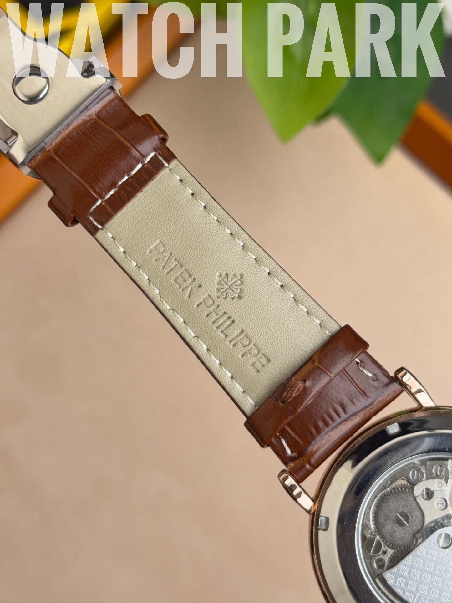 Patek - Skeleton - White edition & Rose Gold - Brown belt - Automatic