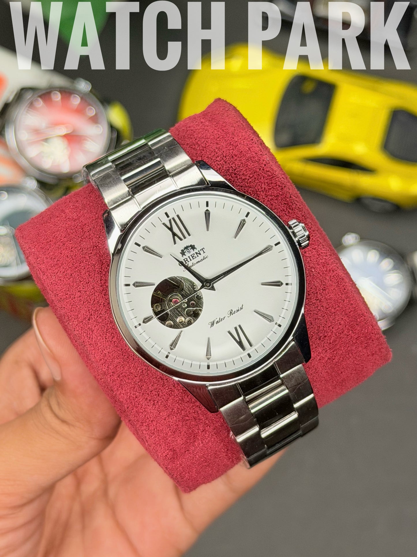 Orient - Bambino Open Heart - White dial - Silver chain