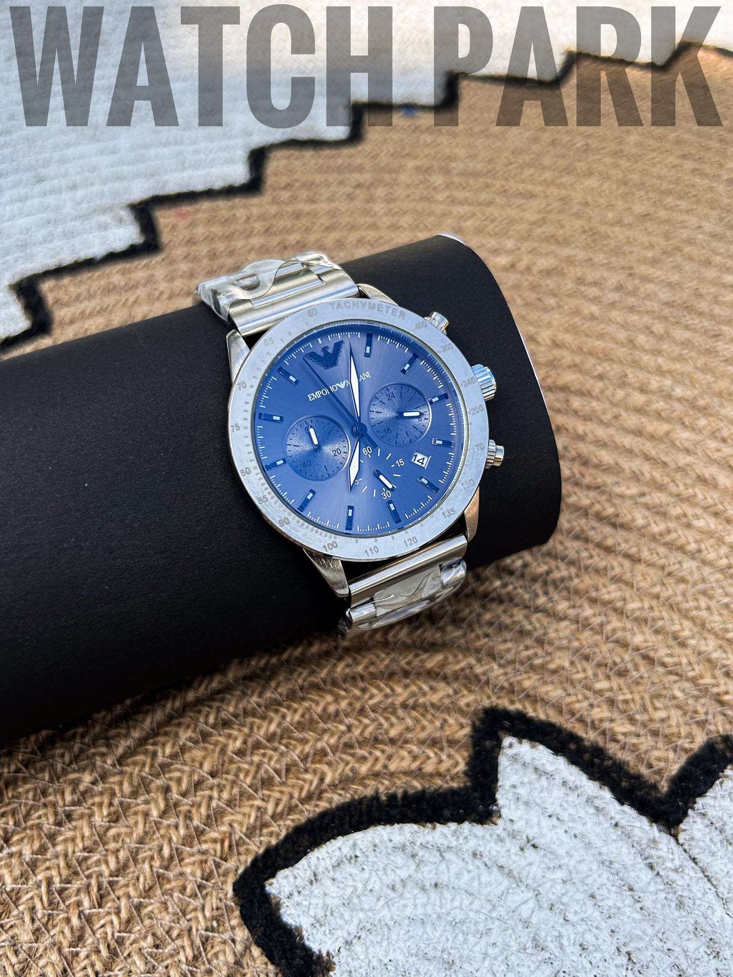 Royal Watch - Emporio Armani - Blue dial edition - Silver chain - Chronograph