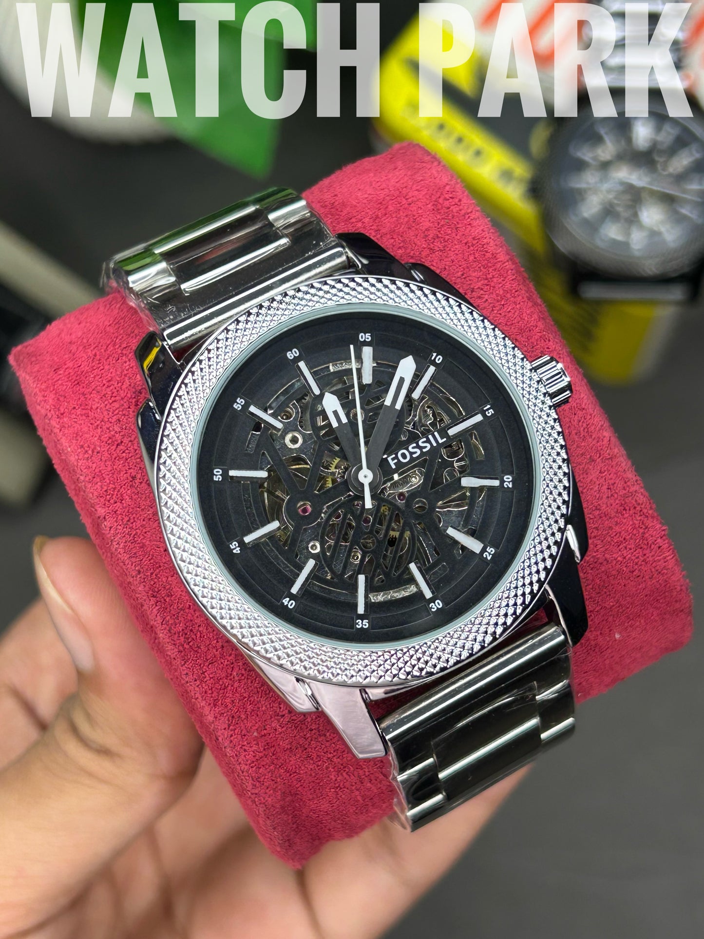 Fossil Machine - Black edition - Silver chain - Automatic