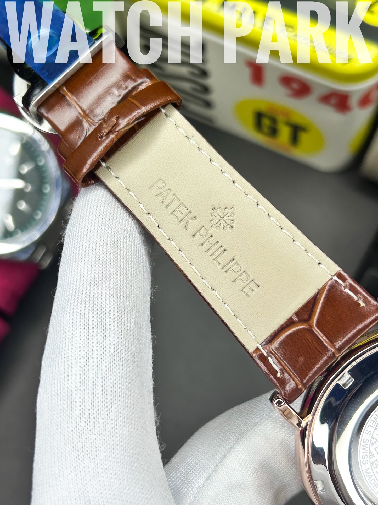 Executive watch - Patek - Automatic - Skeleton - White edition & Silver - Brown belt