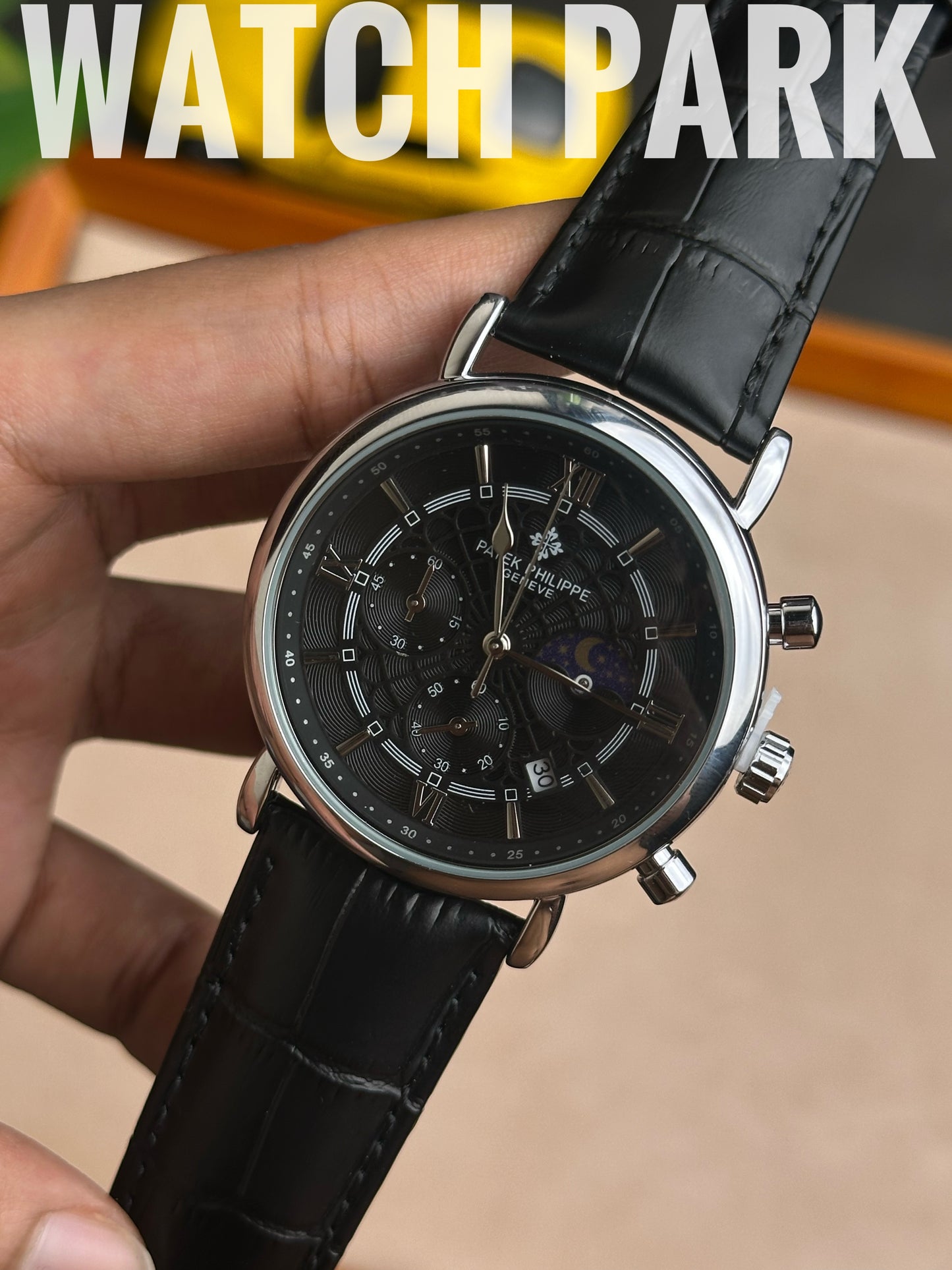 Patek Philippe - Moon phase - Black edition - Black belt