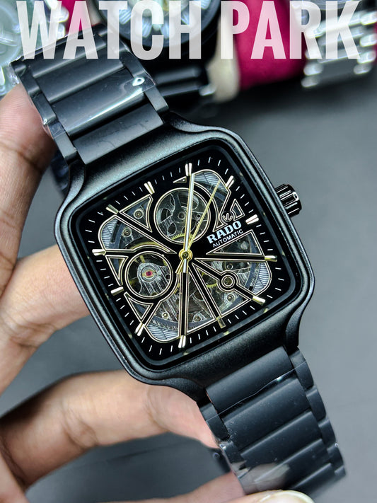 Executive watch - Rado - True Square - Automatic - Black Ceramic Skeleton