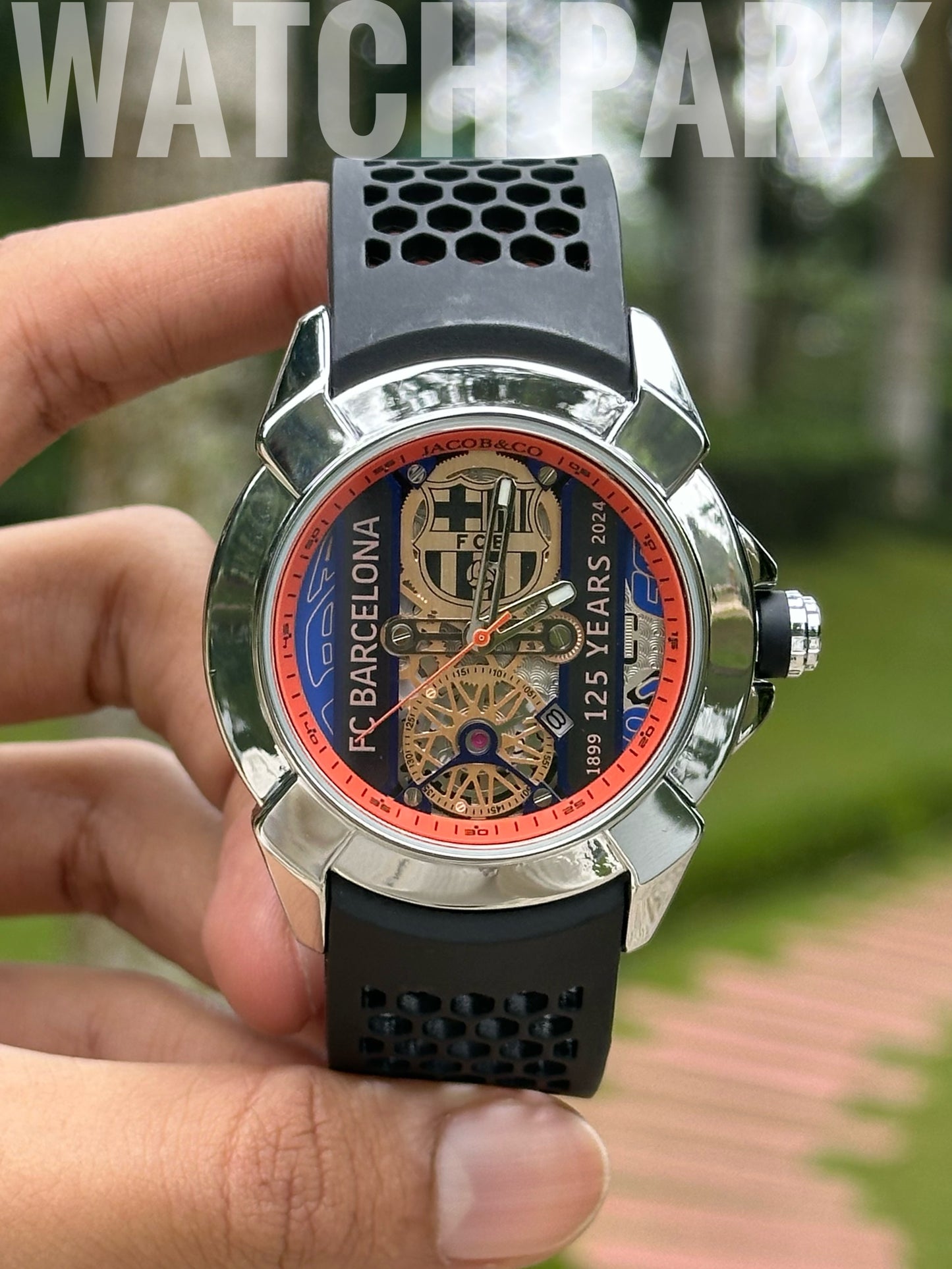 Jacob & Co. Epic X Tourbillon FC Barcelona 🔵🔴 125 Years Edition - Orange in Black strap