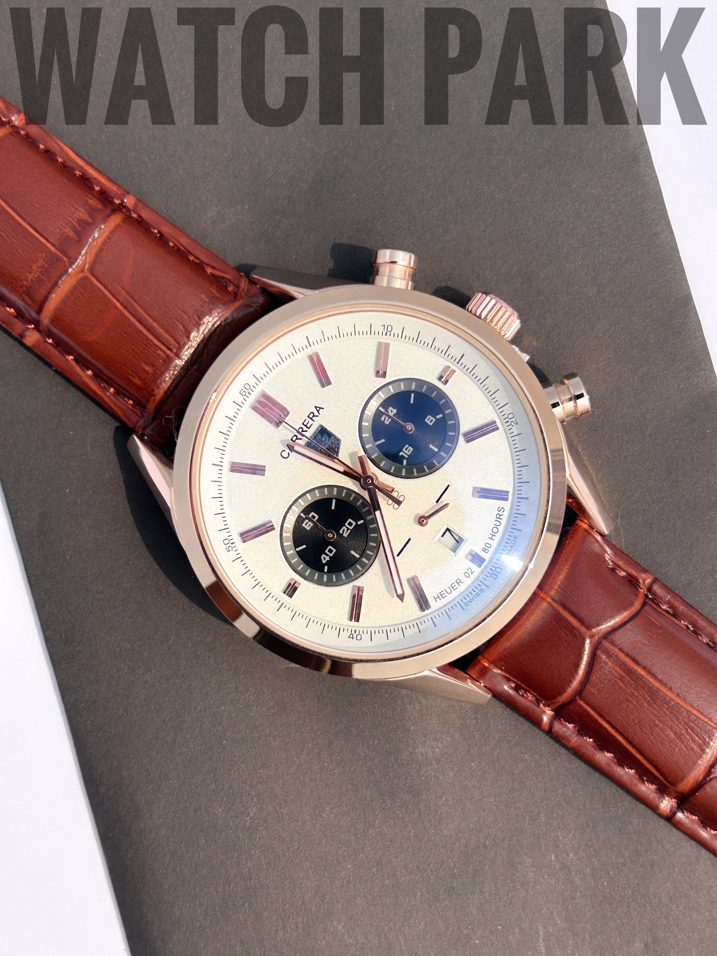 Executive Watch - Tag Heuer - Champagne dial edition - Rose gold body - Brown belt