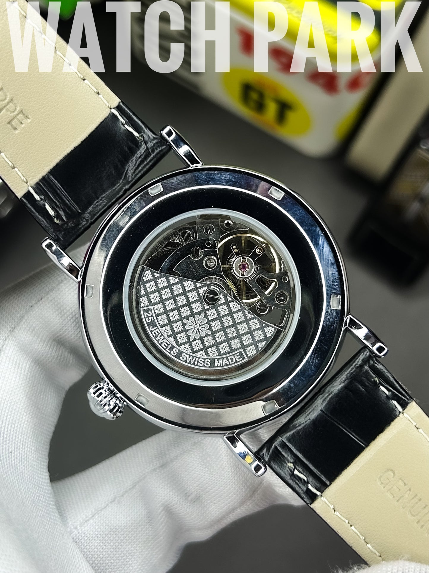 Executive watch - Patek - Automatic - Skeleton - Black edition & Silver - Black belt