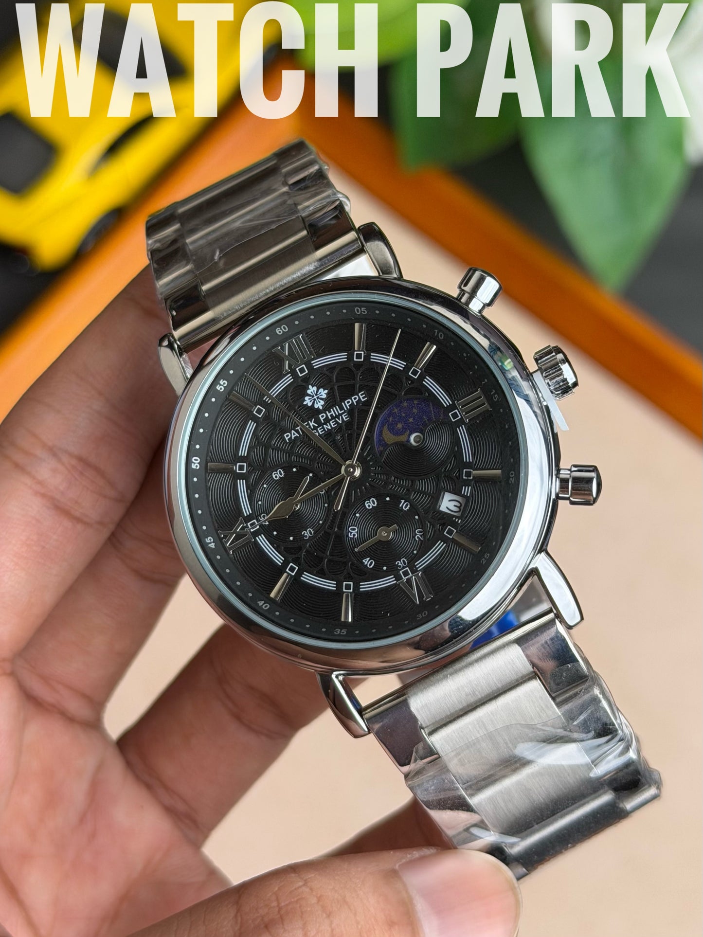 Patek Philippe - Moon phase - Black edition - Silver chain