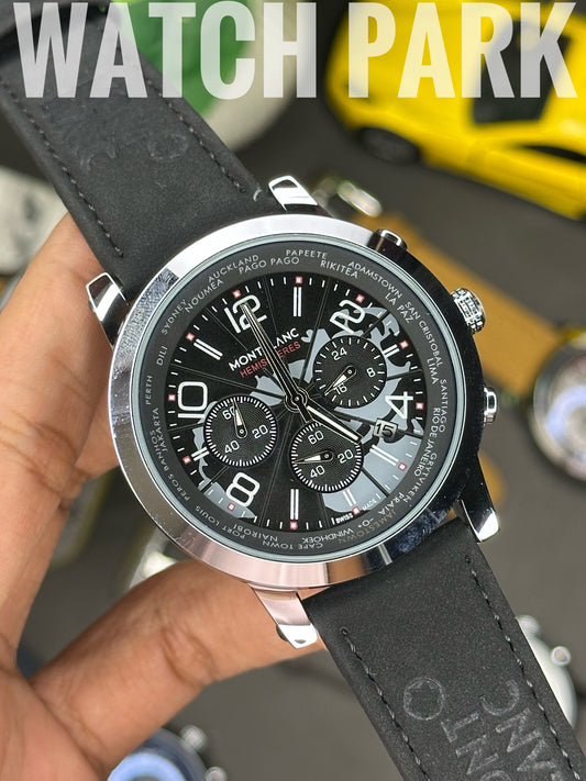 Mont Blanc - Star World-Time Hemispheres - Black dial - Black belt - Chronograph