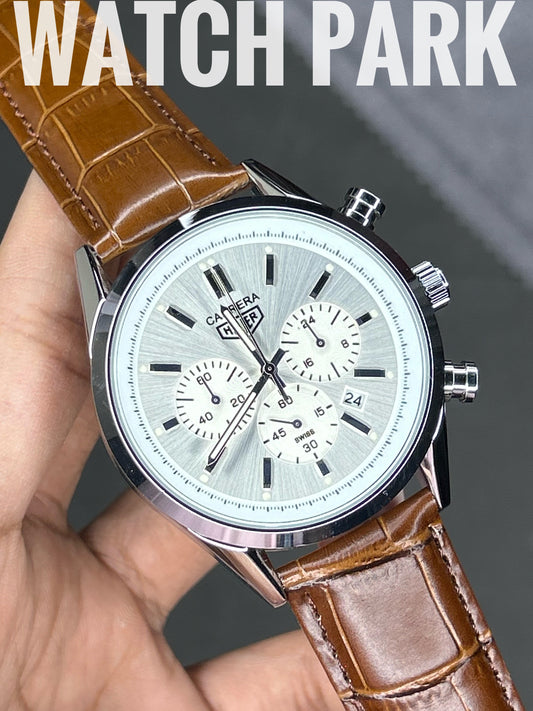 TAG Heuer Carrera - Stealth White with Silver - Brown belt