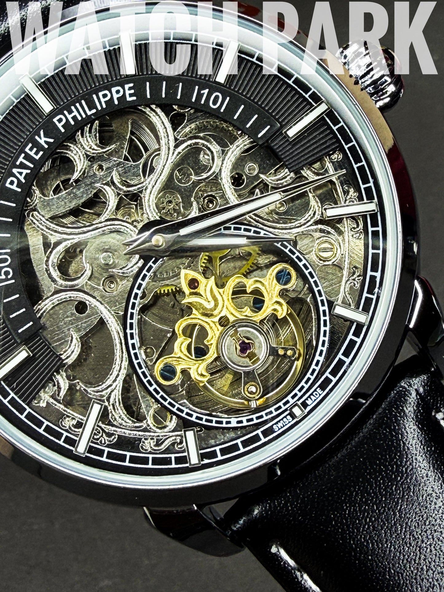 Rich watch - Patek Philippe - Homage Black Skeleton - Automatic