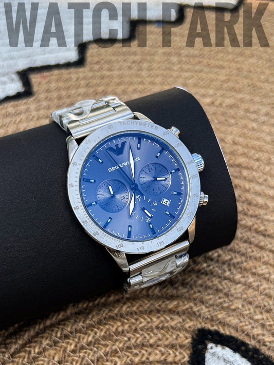 Royal Watch - Emporio Armani - Blue dial edition - Silver chain - Chronograph